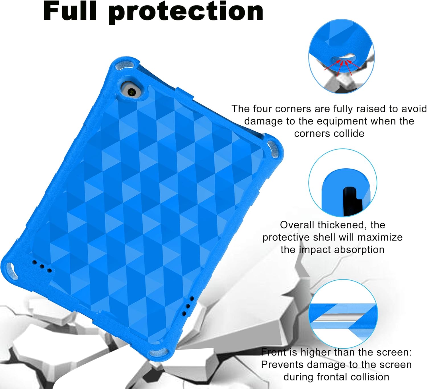 Fire 7 Tablet Case for Kids, OQDDQO 2019 New Kindle Fire 7 Case, Extra Thick Protective Layer Double-Layer Shockproof in Four Corners Compatible with 9/7/5th Generation 2019/2017/2015 Release (Blue) : Electronics