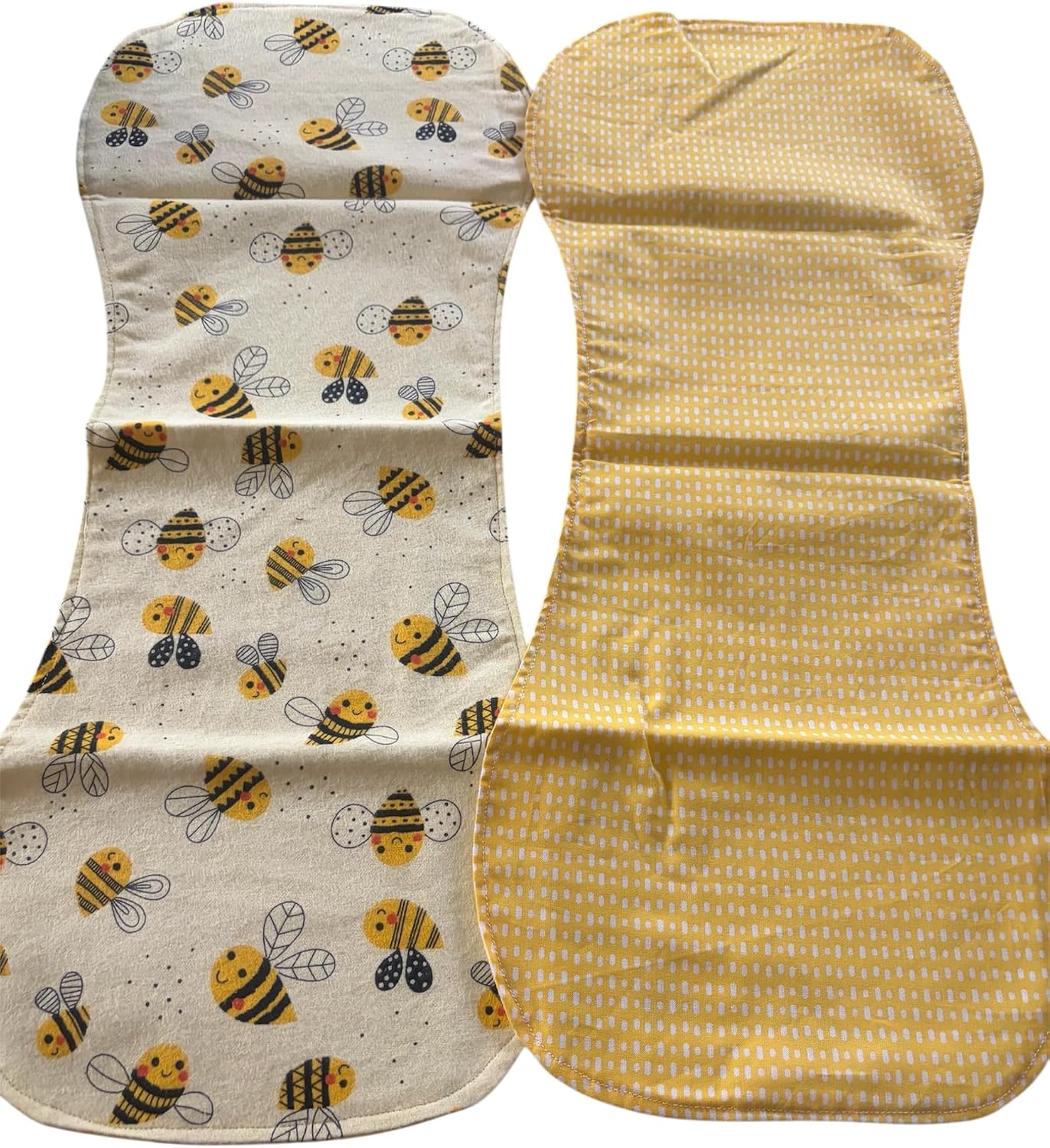 Baby Burp Cloths, Bee Pattern and Yellow Dot Design, 2 Pack