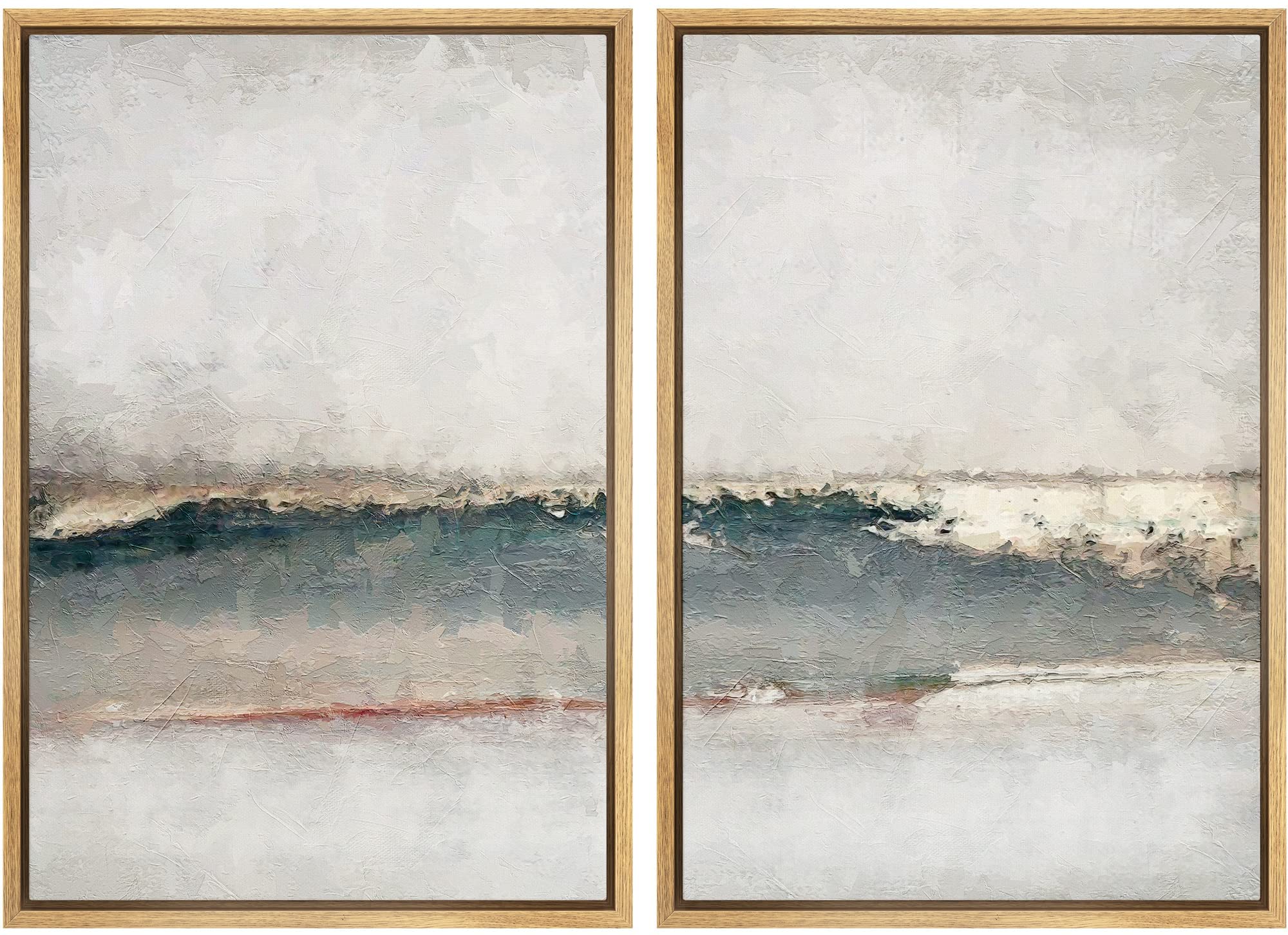 MUDECOR Framed Canvas Print Wall Art Set Watercolor Pastel Green Tan Landscape Abstract Shapes Illustrations Modern Art Decorative Contemporary for Living Room, Bedroom, Office - 16"x24"x2 Natural — view 108