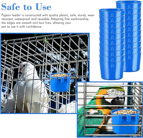 Miniatura 5 de 60 tazas de jaula para pájaros, comederos colgantes para semillas, comedero de plástico para pollos de 8 onzas, cuenco de agua para colgar pollo,