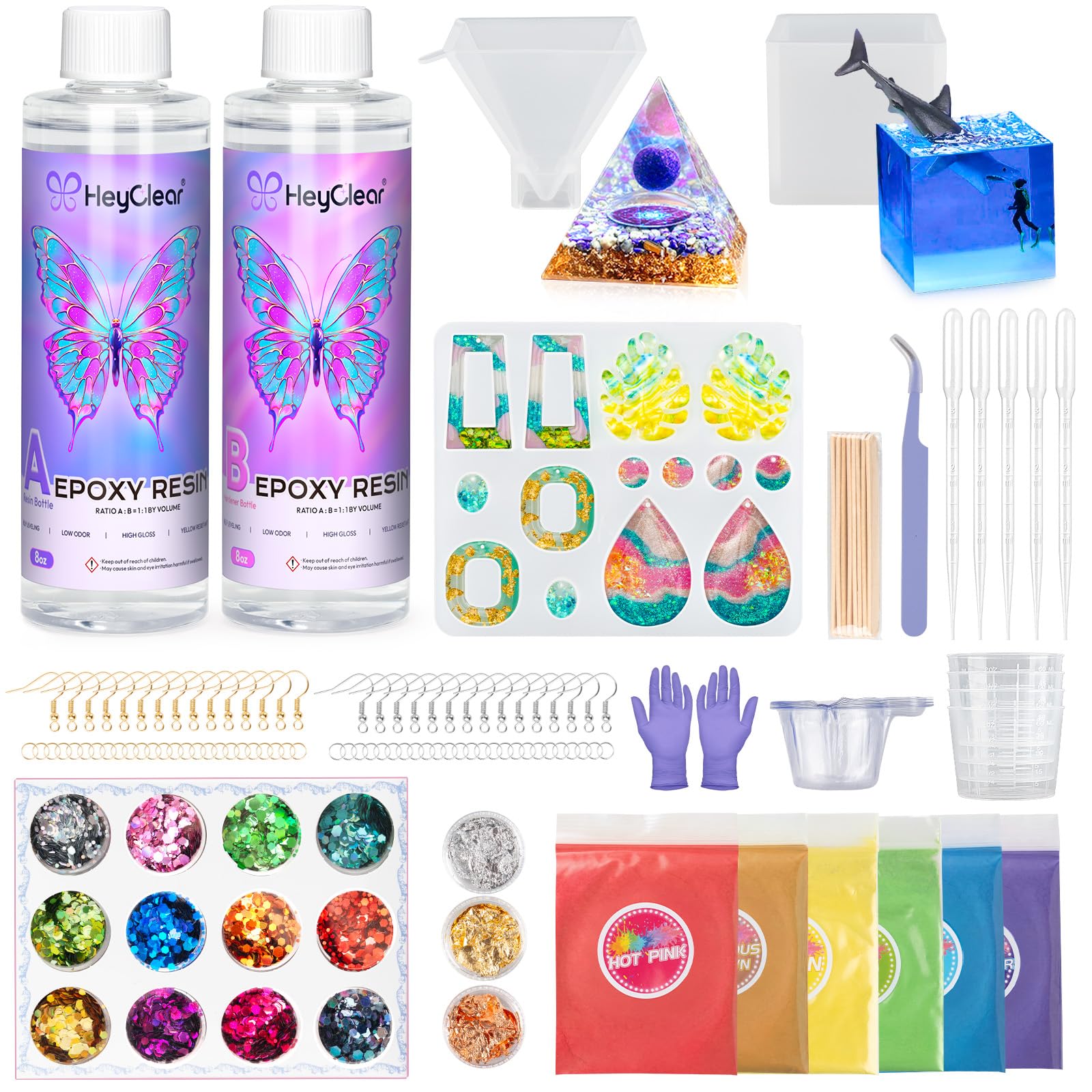 Amazon.com: HeyClear 16 oz Epoxy Resin Kit with Molds for