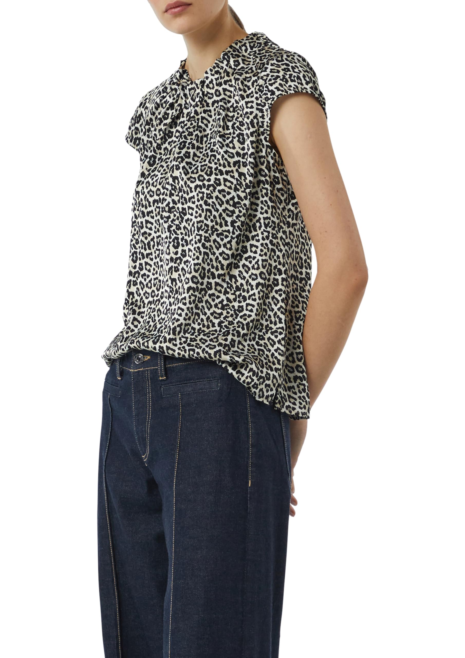 Comma Gemusterte Satinbluse mit Kappärmeln