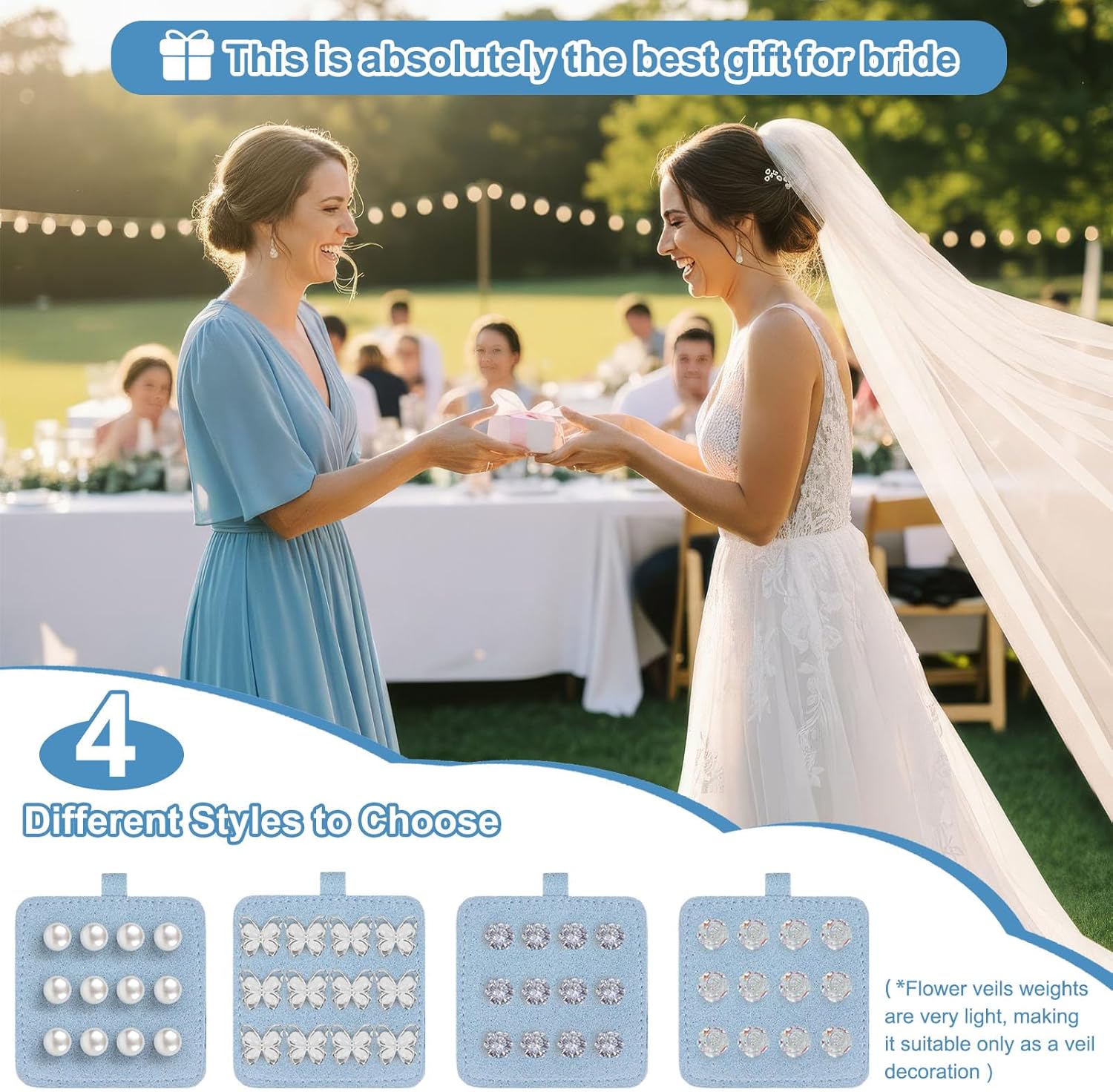 Pearl Veils Weights, 12 Pairs of Double-Sided Bridal Veil Weights Bridal Accessories Gift for Outdoor Weddings - Image 6