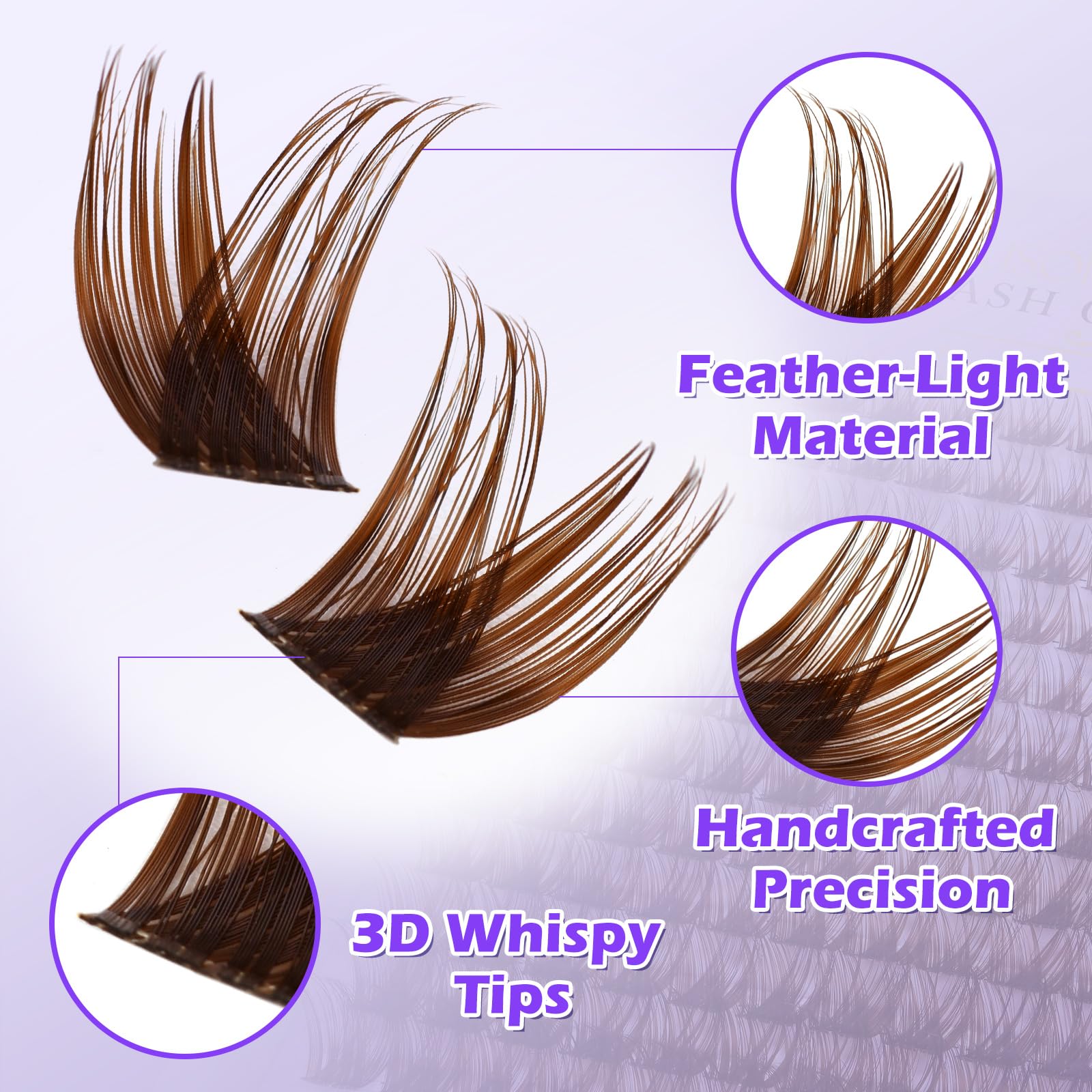 Arison Lashes Ciglia Finte Ciuffetti Marroni, Extension Ciglia a Ciuffetti Effetto Naturale, Brown Lashes Clusters per DIY, 9–16 mm Mix