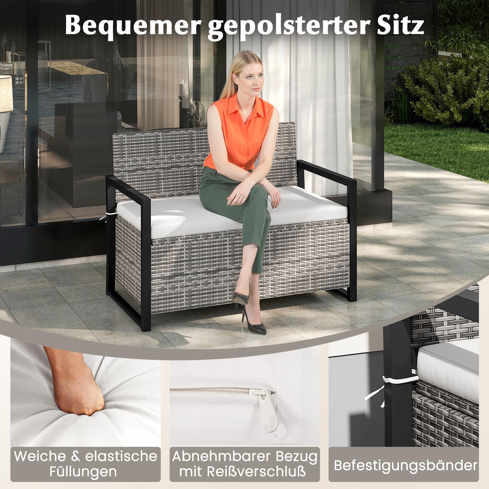Grijs - Weerbestendig - 2-persoons - Balkonbanken Tuinbanken