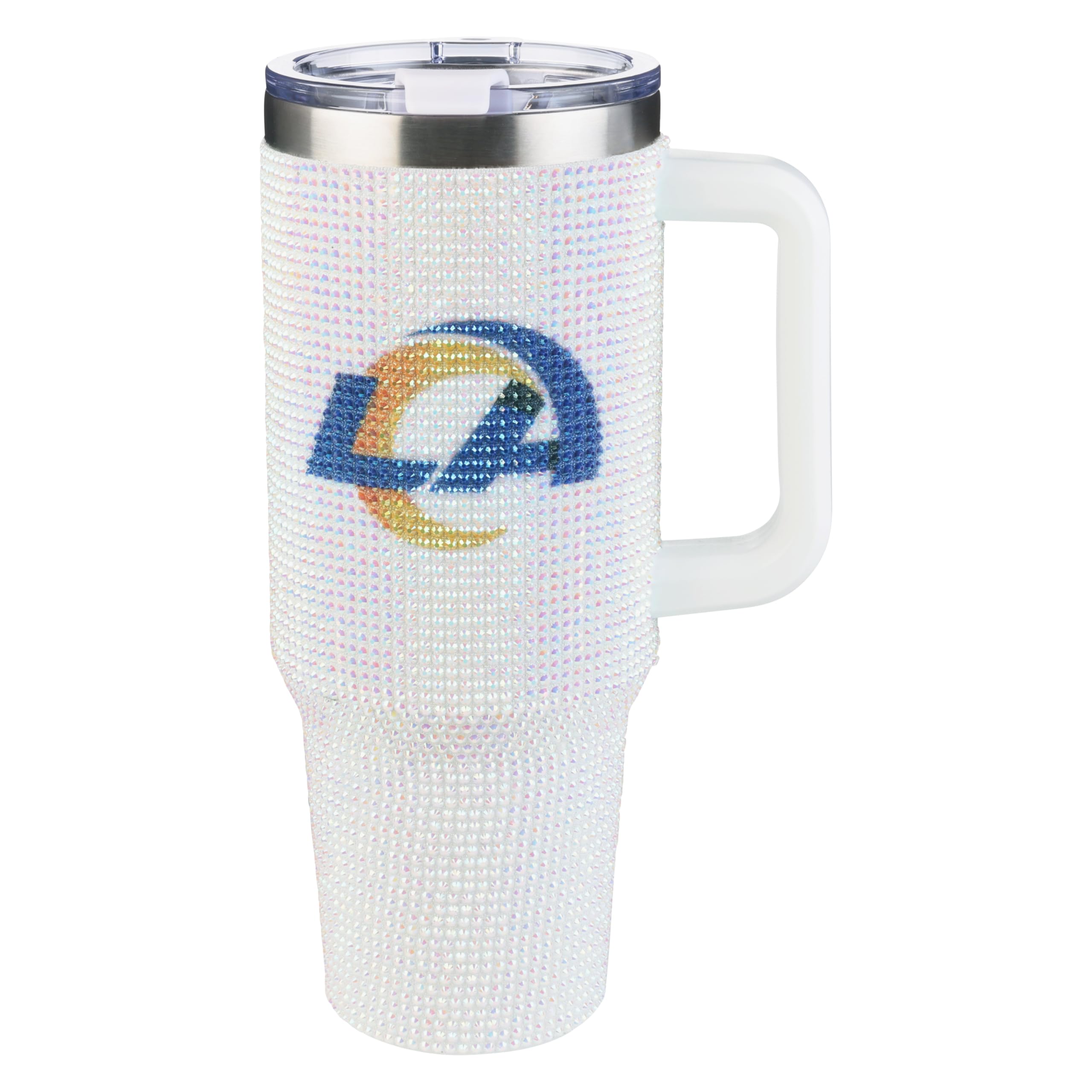The Memory Company Officially Licensed 40oz White Bling Game Day Tumbler, Los Angeles Rams