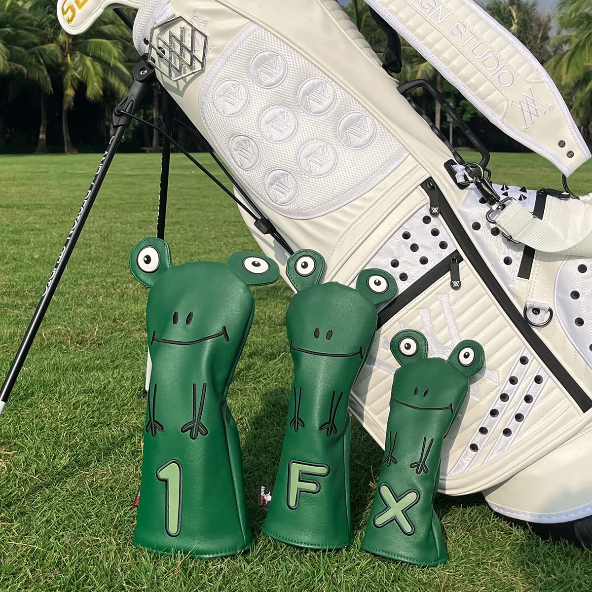 Cat Embroidered Driver & Hybrid Head Covers, Leather Hand-Made for Golf Club