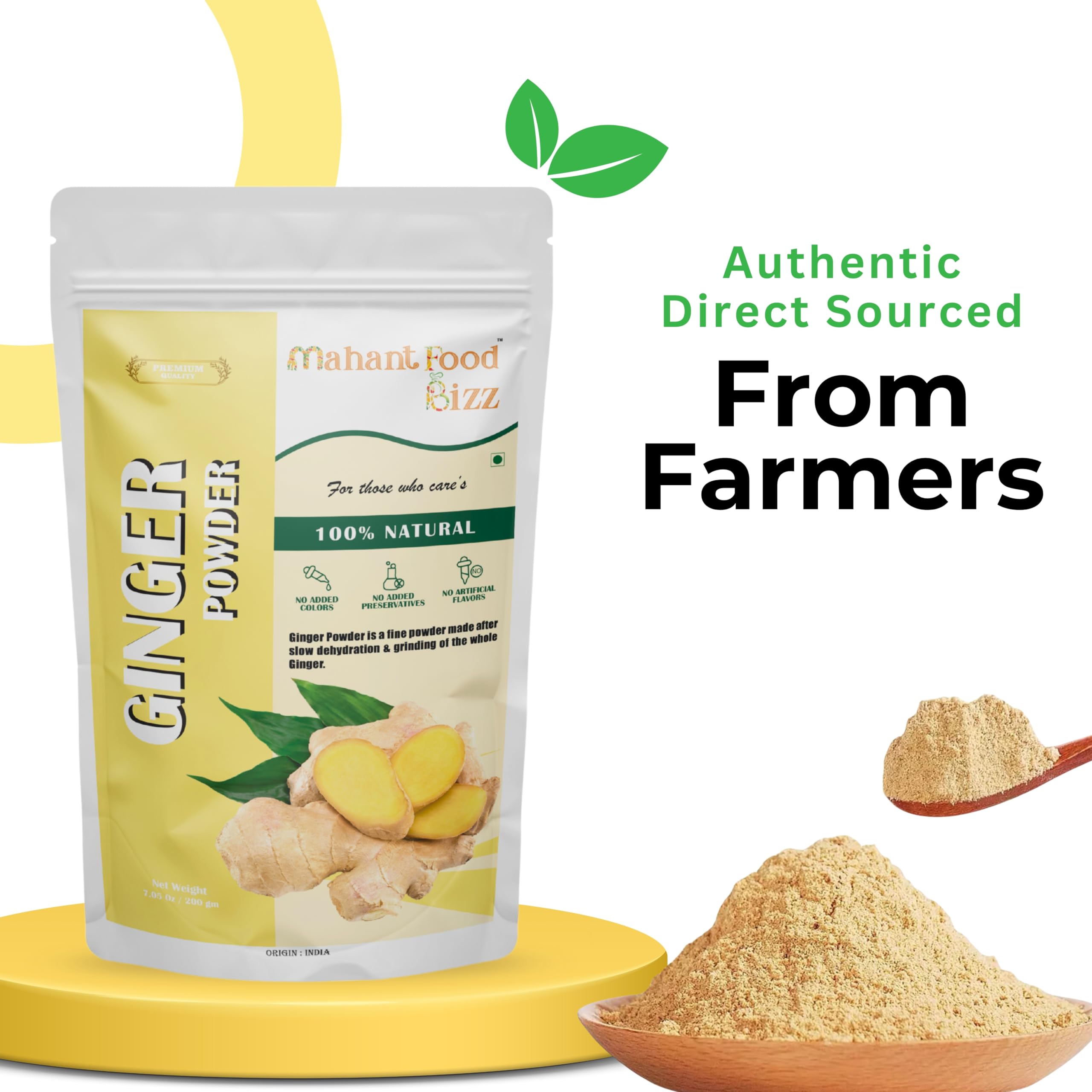 Mahant Food Bizz Ginger Powder, 200g (7.05oz) - 100% Natural, No Added Colors or Preservatives, Pure Ginger Powder 3
