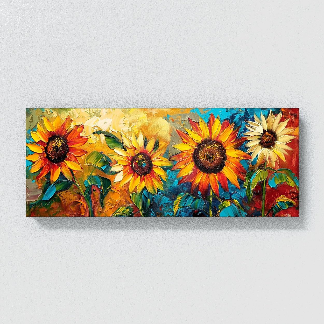 Sense Canvas Sunflower Symphony 11 Canvas Art - Home Decor Wall Art Print Poster Painting Medium 30x12 / 0.75"