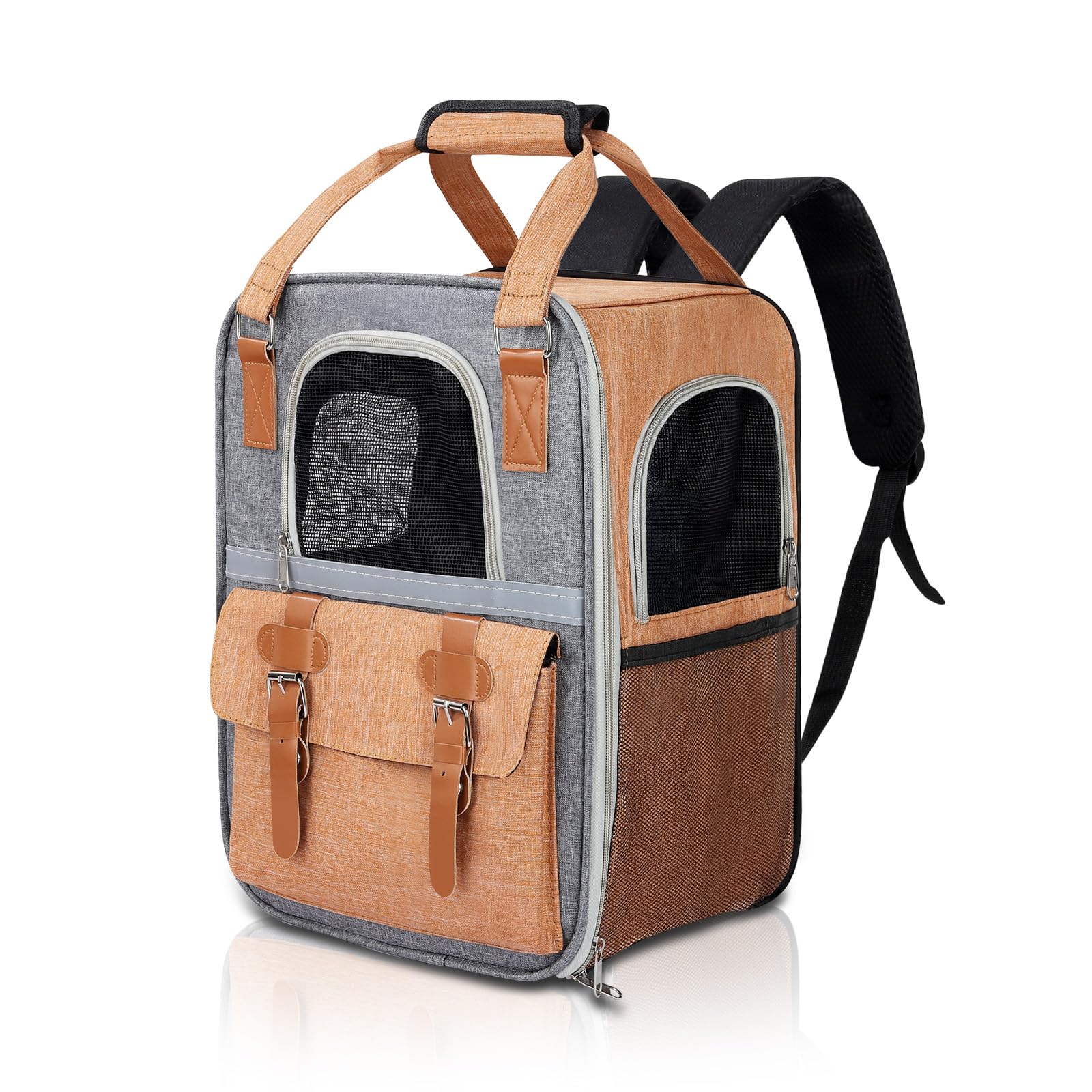 YooxArmor Cat Carrier Backpack, Foldable Pet Carrier Backpack for Cats Small Dogs up to 15 lbs, Dog Backpack Carrier with Breathable Mesh/Removable Mat, Puppy Carrier Bag for Travel Camping Hiking