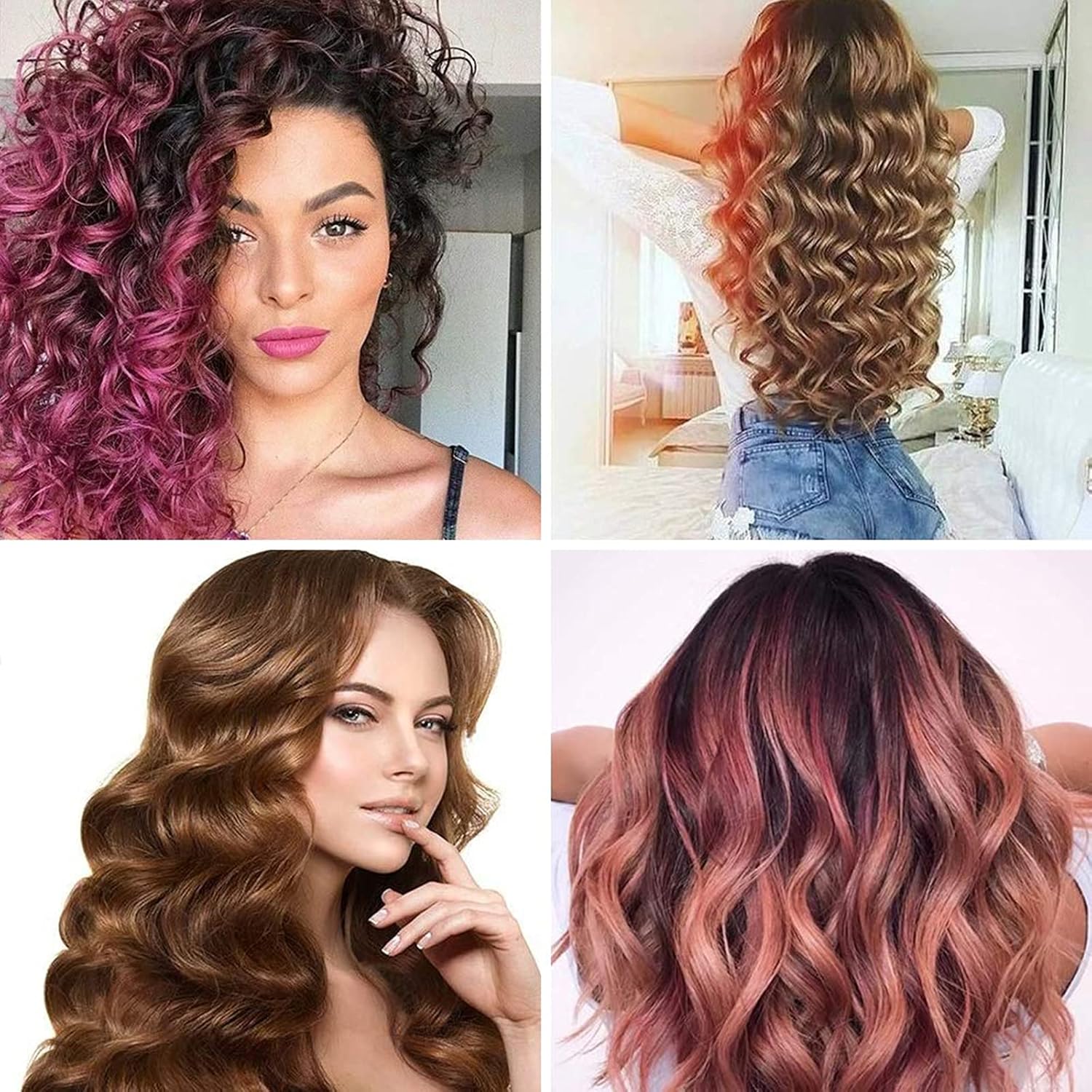 64Pcs Hair Curlers Spiral Hair Roller Curls No Heat Curlers Wave Formers Wave Heatless Hair Curlers Spiral Hair Curls Styling Kit Curly Wavy Magic Hair Curler Hair Curlers with Styling Hooks (30cm) : Beauty