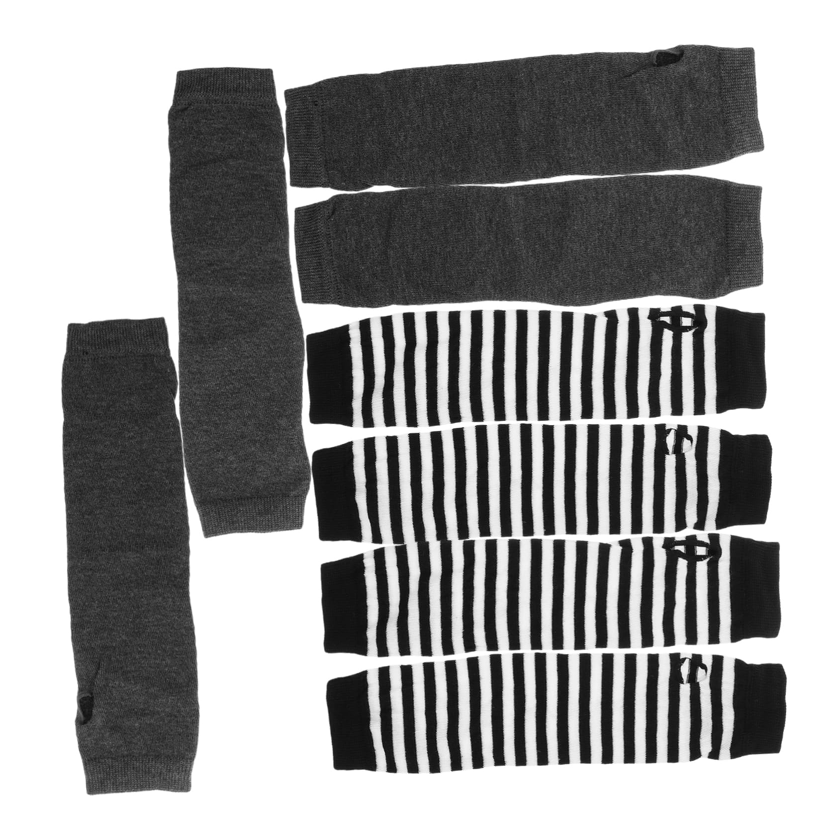 FOMIYES 4 Pairs Stripe Fingerless Gloves Striped Arm Sleeves Soft Warm Knitted Winter Arm Warmers For Pride Month Costume Parties And Winter Gatherings