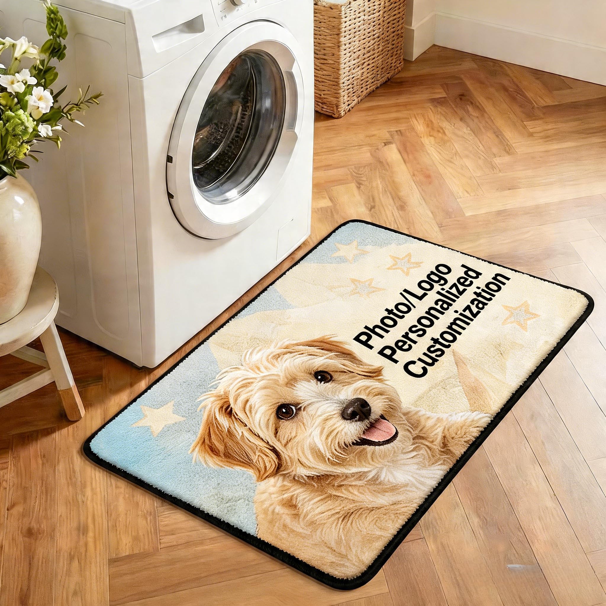 Zerbino Personalizzato 50x75 cm, Regalo Perfetto Festa della Mamma, Con Foto Testo Antiscivolo Lavabile in Lavatrice, Amico di Cani e Animali, Interno ed Esterno