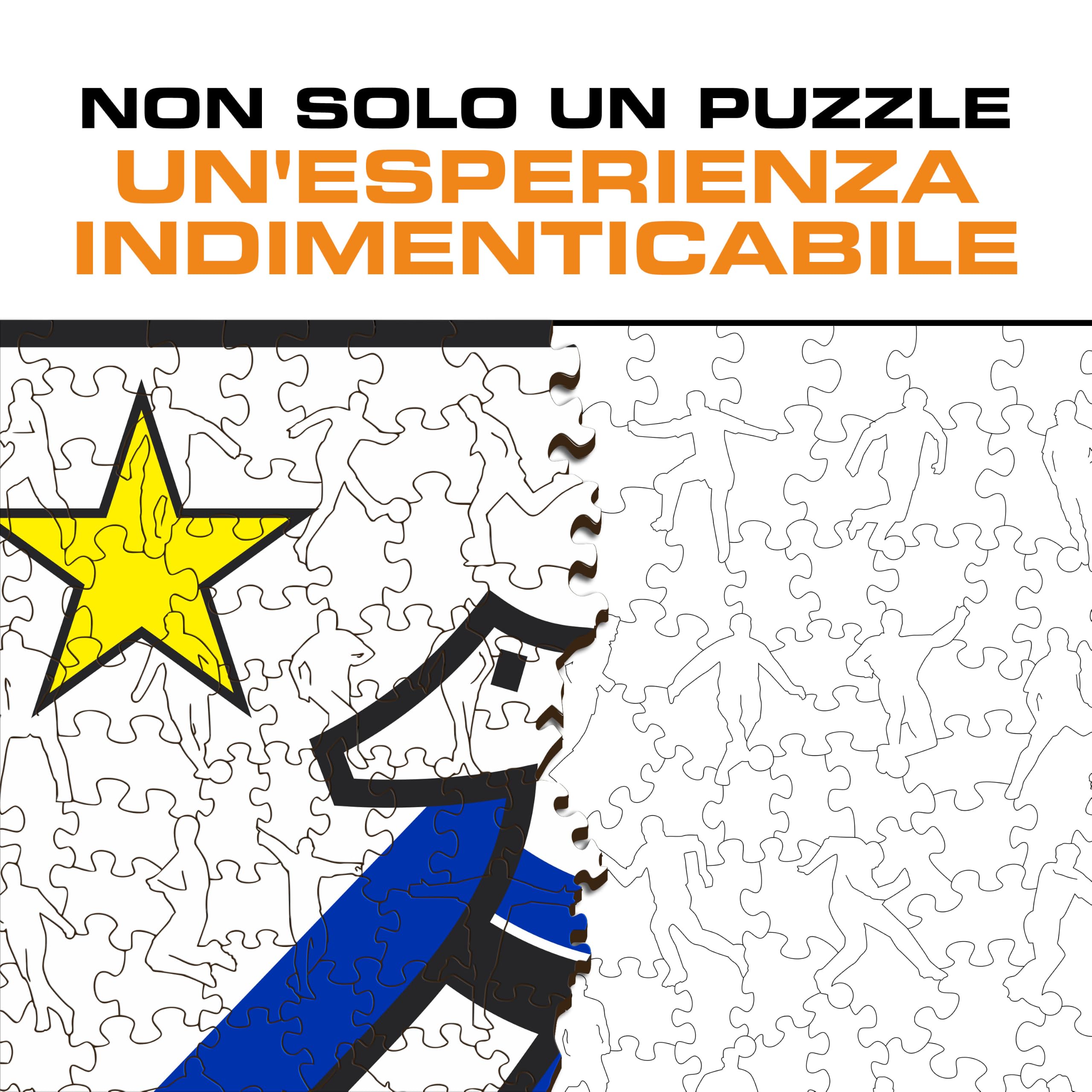 Iconic Puzzles - Inter Retro Logo, Puzzle di Legno con licenza ufficiale, 100% sostenibile, regalo per adulti e bambini, taglia L, 500 Pz