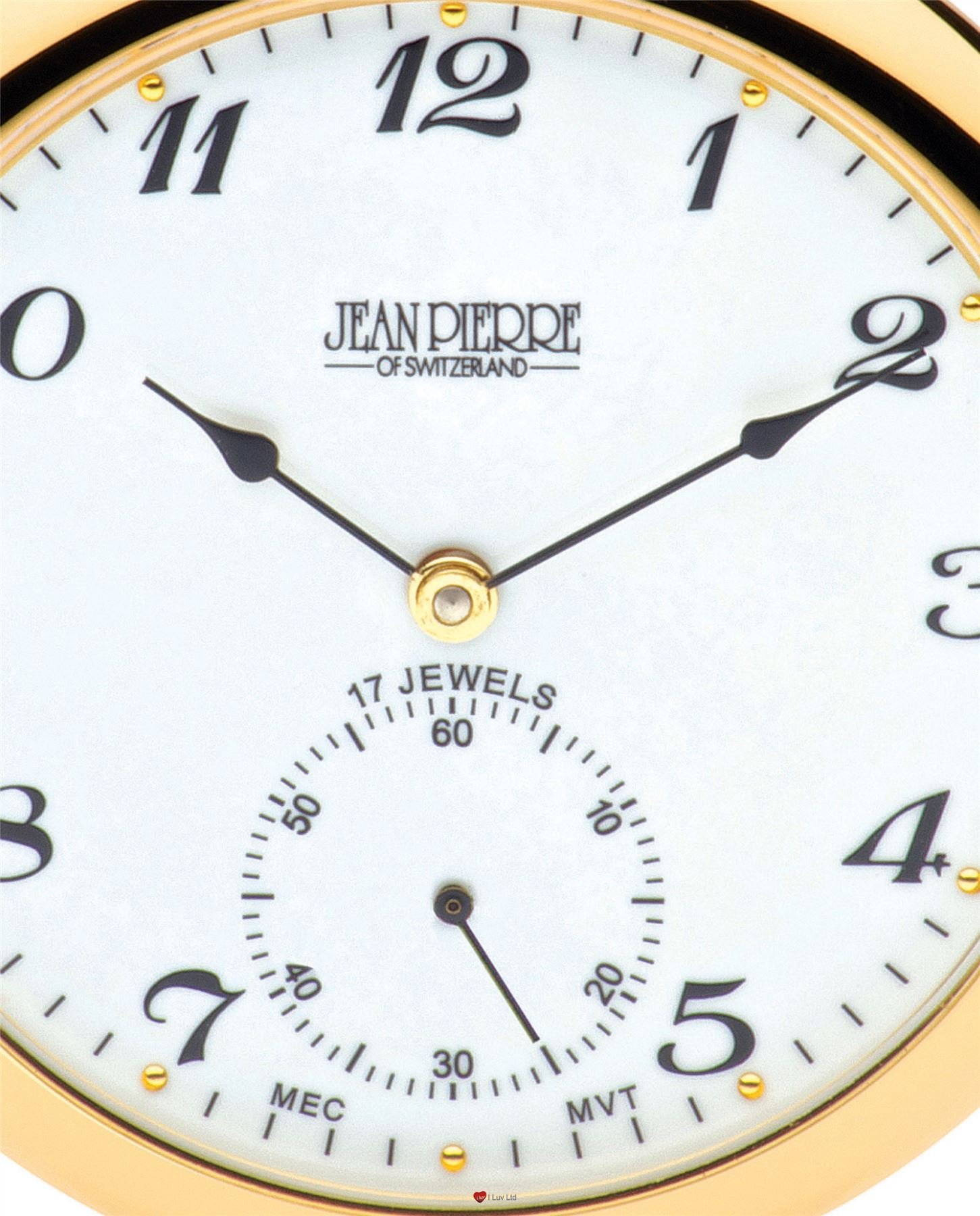 I LUV LTD Open Faced Pocket Watch Gold Plated with 17 Jewel Movement - Albert Chain