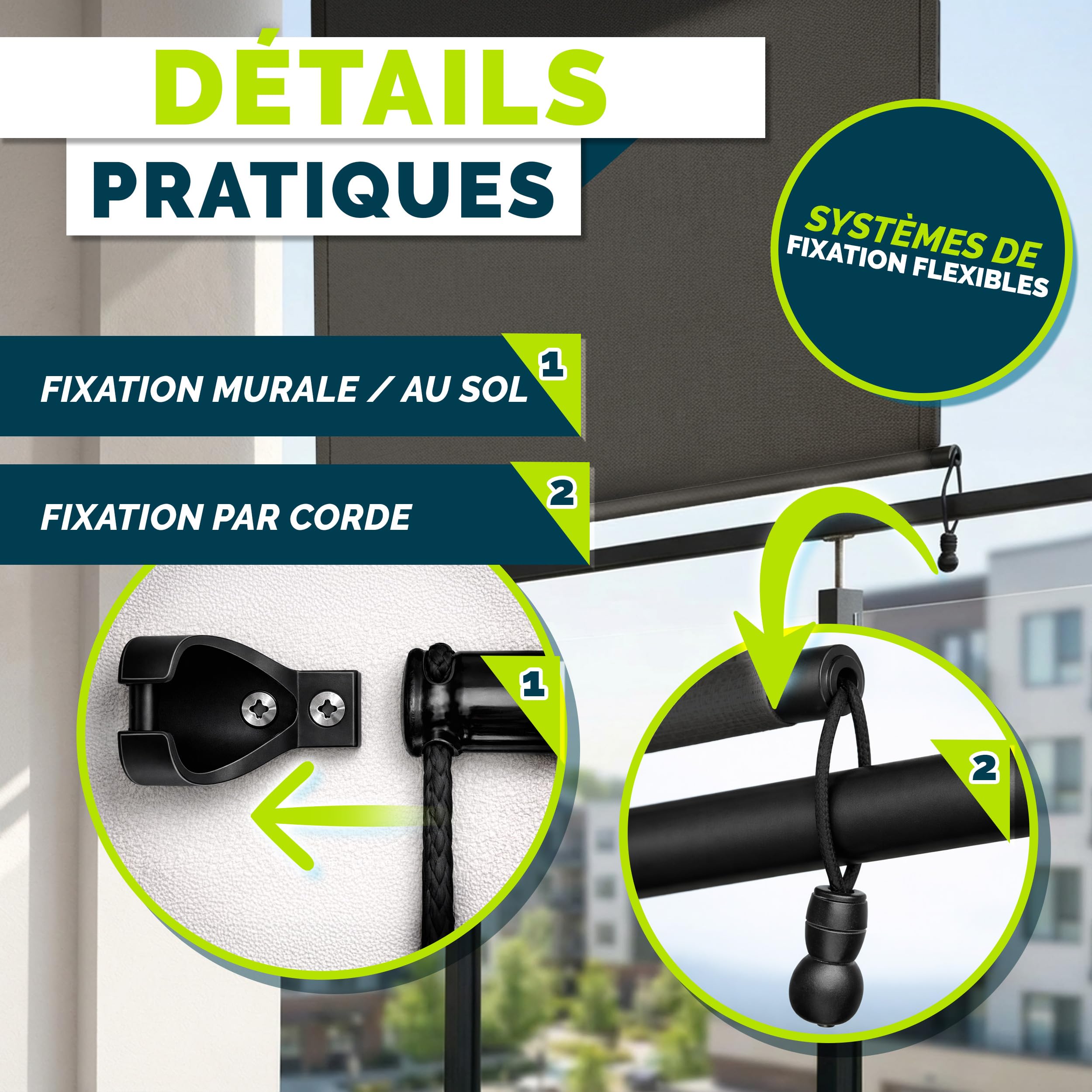 tillvex® Store Vertical pour extérieur et intérieur 180 x 250 cm + Housse de Protection - Store extérieur imperméable avec manivelle pour Balcon, Terrasse et Jardin - Protection Solaire en Aluminium