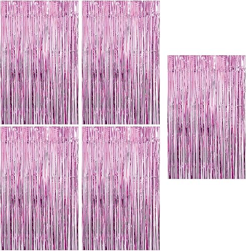 Telón de fondo de cortina metálica de oropel para cumpleaños, boda, compromiso, graduación, celebración, decoración de fiesta, 3.2 x 6.56 pies