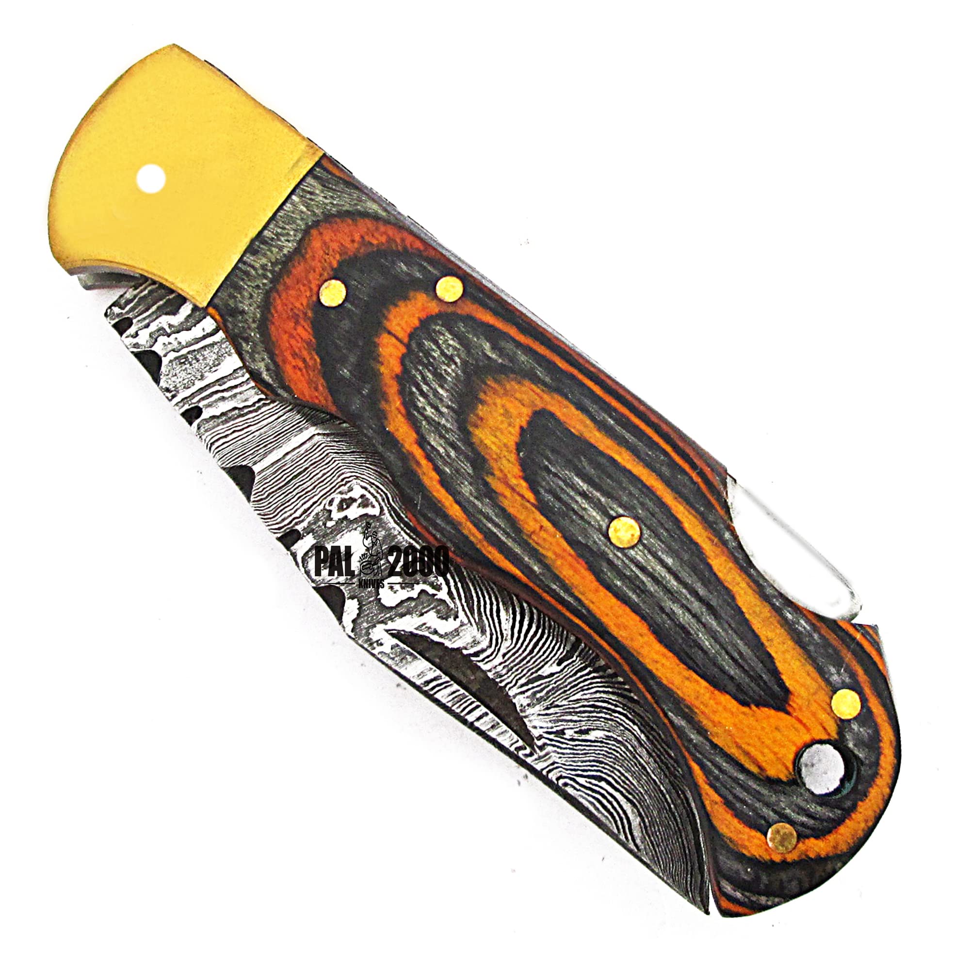 PAL 2000 KNIVES Coltello pieghevole - Coltello tascabile fatto a mano in acciaio di Damasco FOL-4002