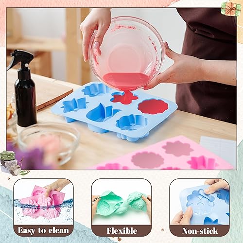 Miniatura 5 de R HORSE 4Pcs Silicone Soap Molds 6 Cavities Flower Silicone Mold for Soap Making Non-Stick Handmade Cake Candle Chocolate Mold DIY Crafting Supplies