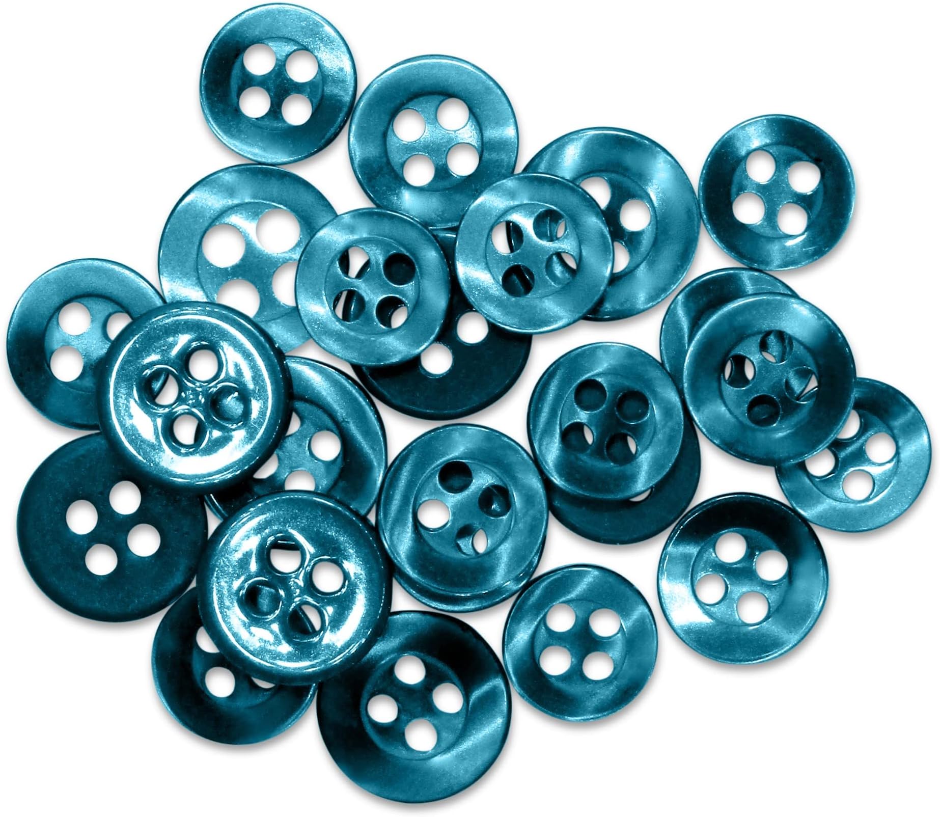 ButtonMode Standard Shirt Buttons 16pc Set Includes 8 Shirt Front Buttons x 13mm (1/2 Inch), 4 Shirt Sleeves x 11.5mm (7/16 Inch) and 4 Shirt Collar Buttons x 10mm (3/8 Inch), Teal, 16-Buttons