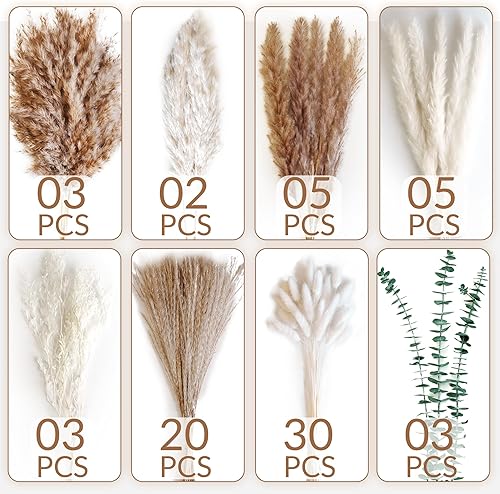 Miniatura 10 de 113 piezas de decoración de hierba seca de las pampas, ramos de flores secas para bodas, hogar, mesa de centro de mesa, hogar moderno, sala de estar