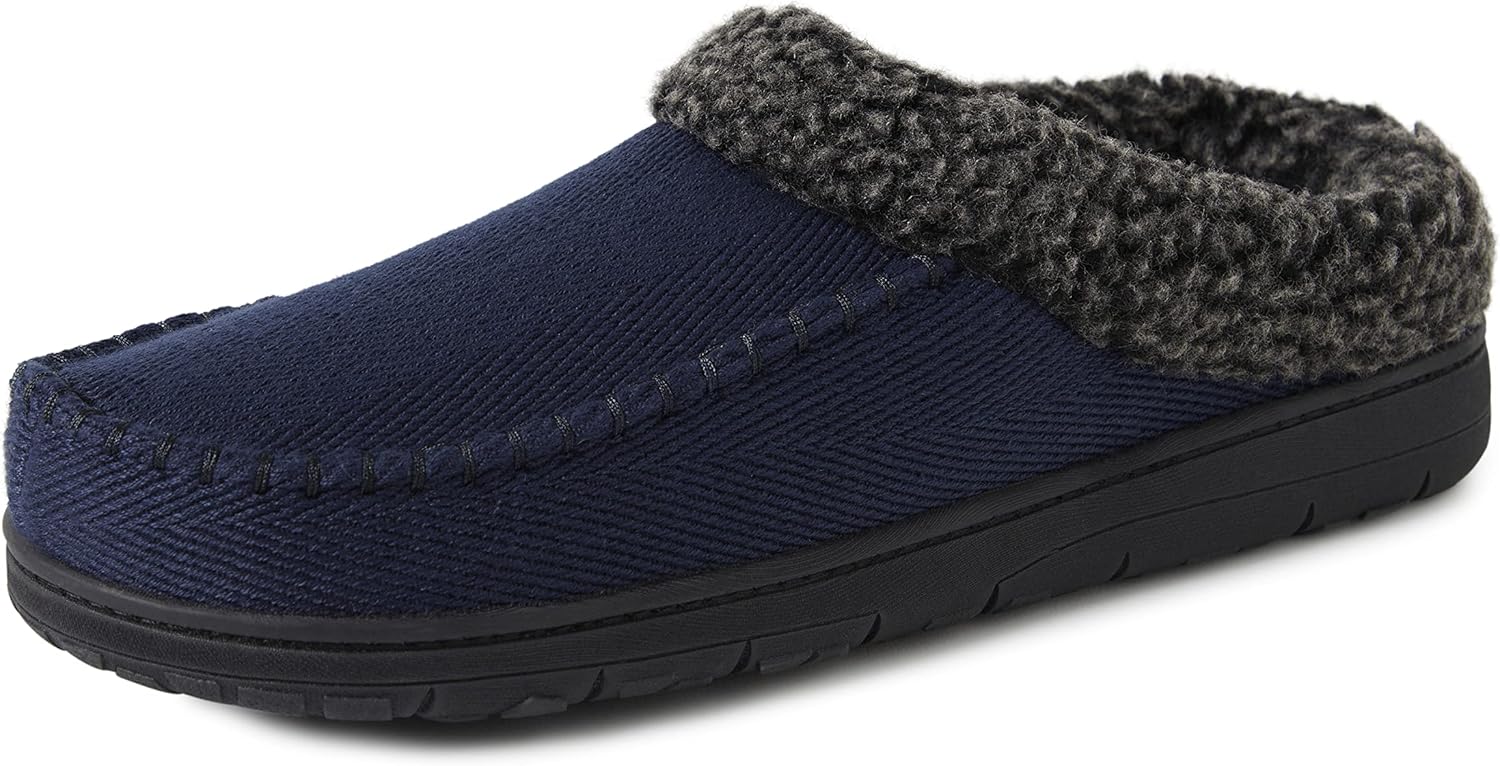 Dearfoams Men’s Brendan Indoor/Outdoor Breathable Memory Foam Clog House Shoe with Wide Widths Slipper