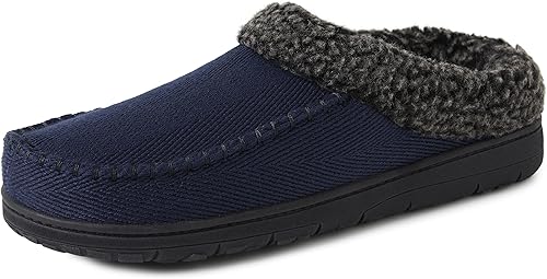 Dearfoams - Pantuflazueco de gamuza de microfibra para hombre, con puntada de látigo