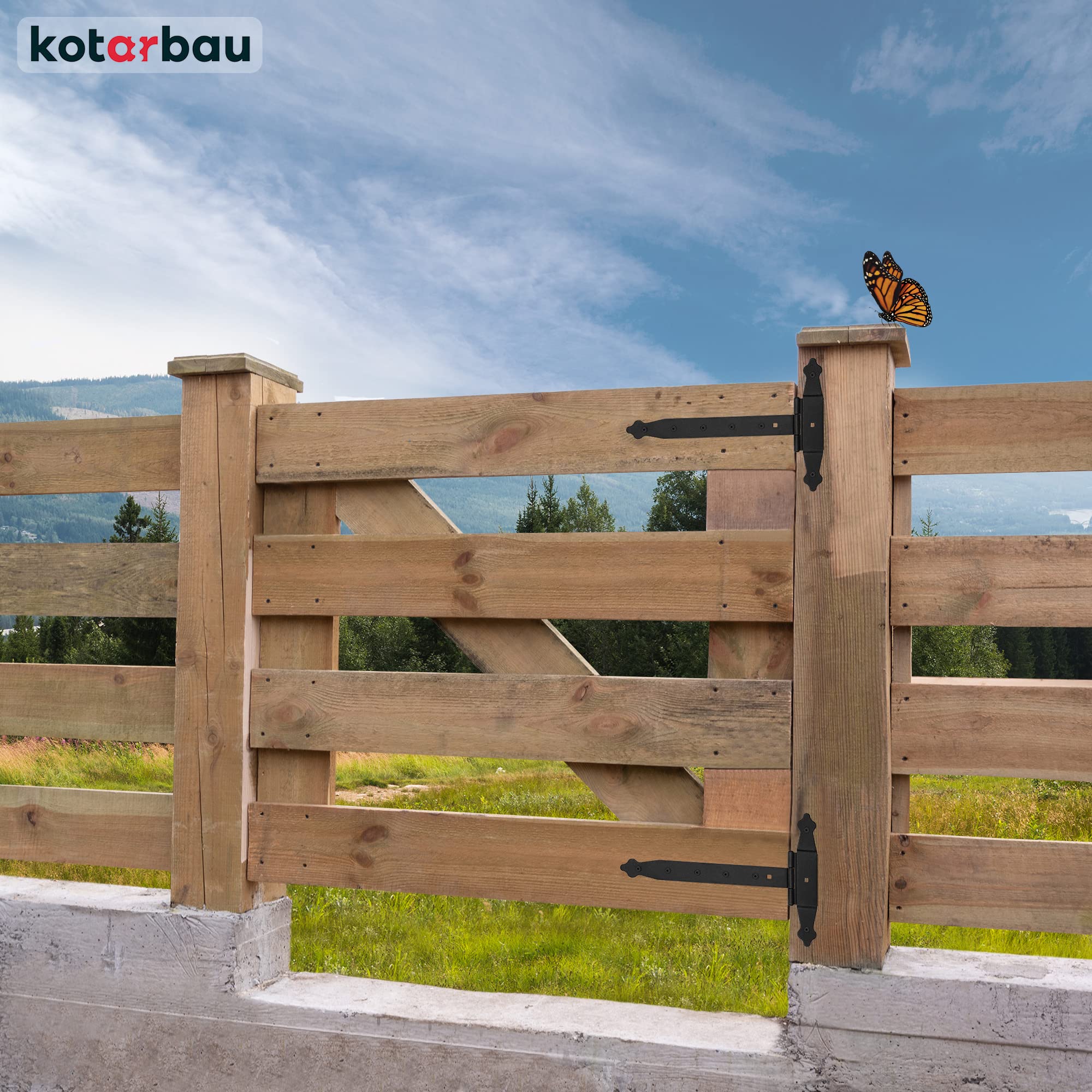 Image secondaire de Lot de 2 charnières en croix KOTARBAU en acier noir pour portes et clôtures