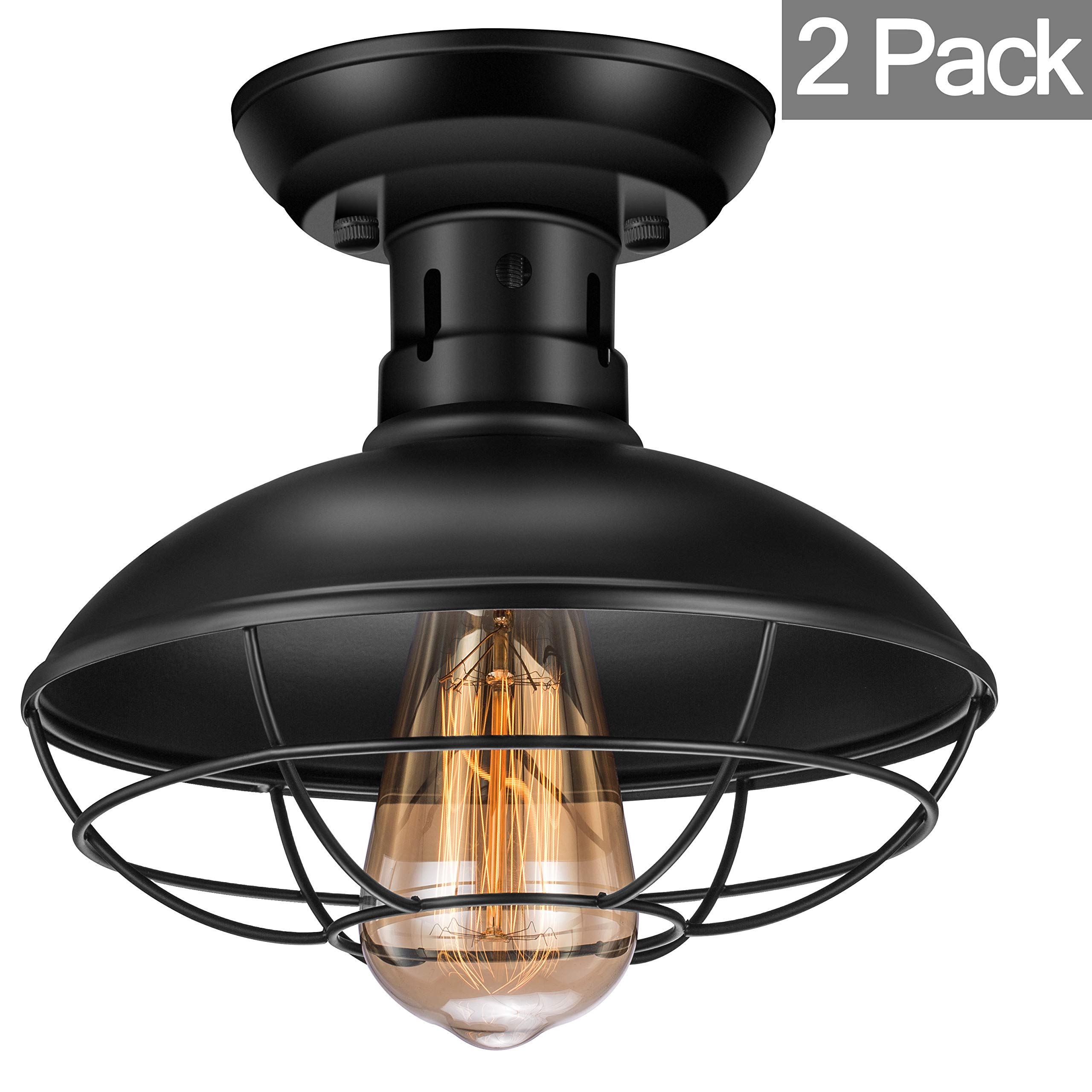 Buy Vintage Rustic Semi Flush Mount Ceiling Light, 2 Pack, Industrial Ceiling Light E26 Base