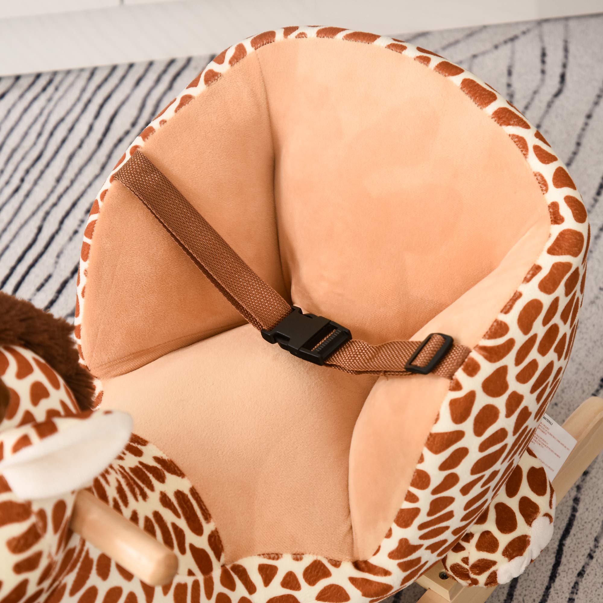 HOMCOM Cavallo a Dondolo in Legno Giraffa per i Bambini 60x33x45cm