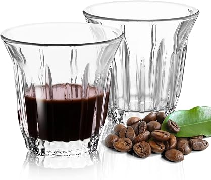 Espresso Cups Set of 2 Clear Glass Cups 3oz for Coffee/Milk, Coffee Mugs Insulated Shot Glasses Regular Espresso Accessories in Kitchen/Office/Bar, Easy to Clean 3oz-2 Pack