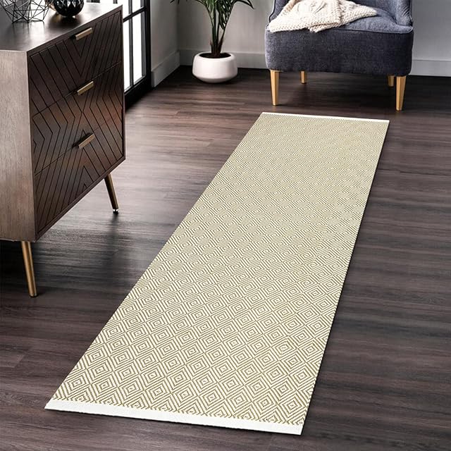 Pauwer Cotton Area Rug Reversible Indoor Carpet Runners Rug Machine Washable Hand Woven Hall Runner for Entrance Kitchen Laundry Living Room