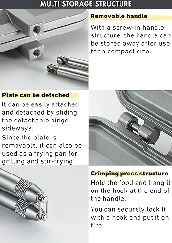 Miniatura 5 de camping moon Sandwich Maker Arena caliente Solo quemador Gas Fuego Abierto Aluminio compacto TT-1315 (Plata)