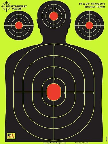 Miniatura 2 de Splatterburst Targets - 18 x 24 pulgadas - Diana de salpicaduras de silueta - Ve fácilmente tus disparos explotar amarillo fluorescente brillante al