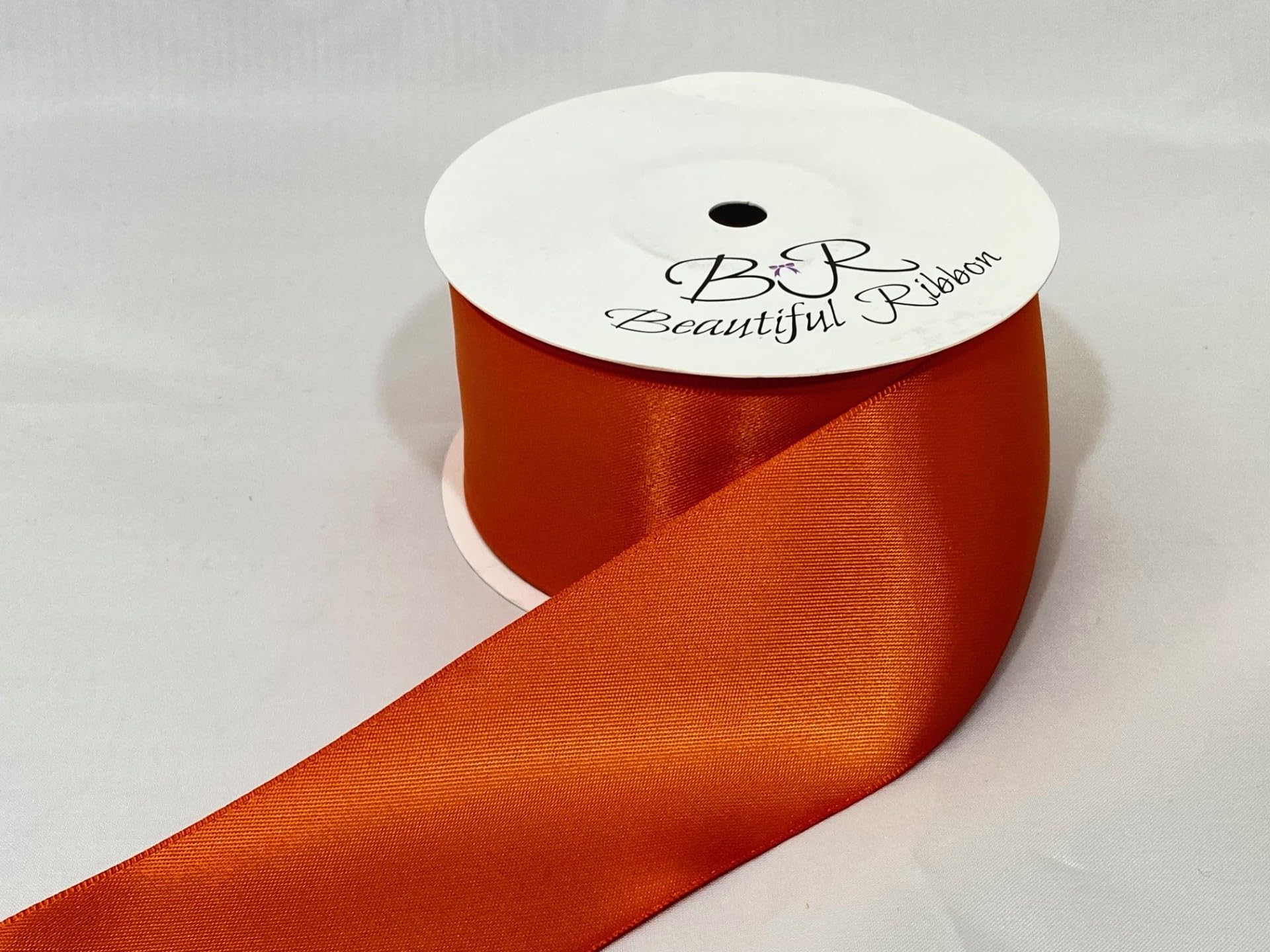 1 Full Roll Reel of 50mm x 25 metres Satin Ribbon Dark Pumpkin Orange Double Sided 50 mm 5cm 2" 2 Inch