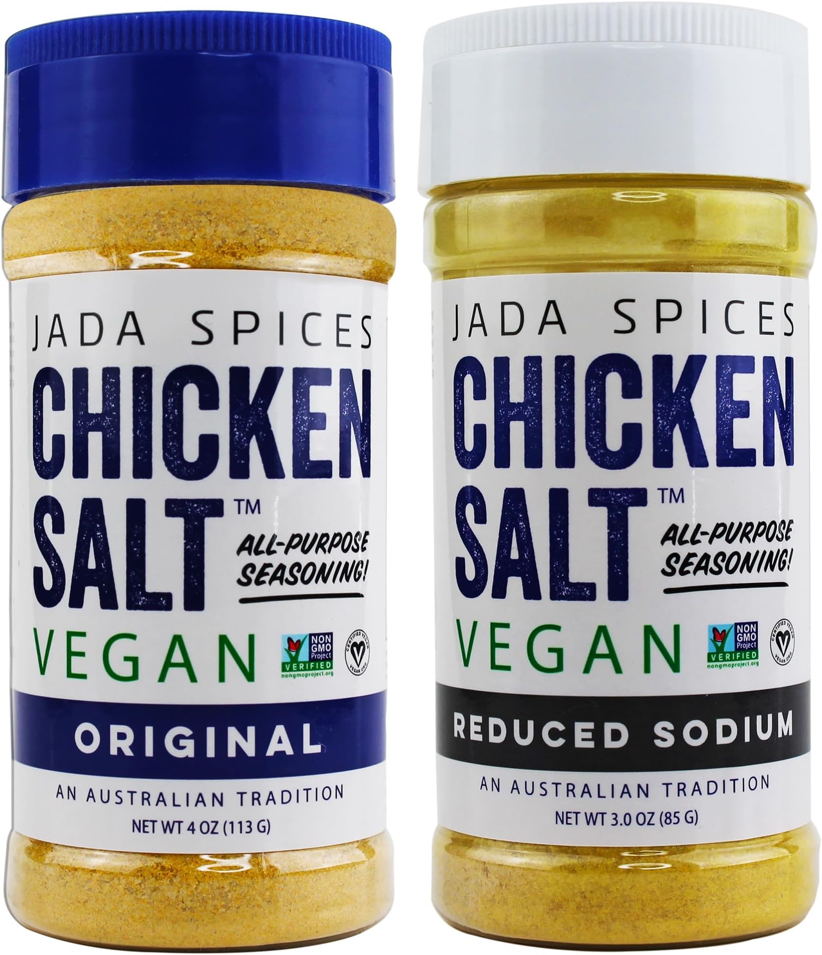 JADA Spices Chicken Salt Spice and Seasoning - Original, Reduced Sodium - Vegan, Keto & Paleo Friendly - Perfect for Cooking, BBQ, Grilling, Rubs, Popcorn and more - Preservative & Additive Free