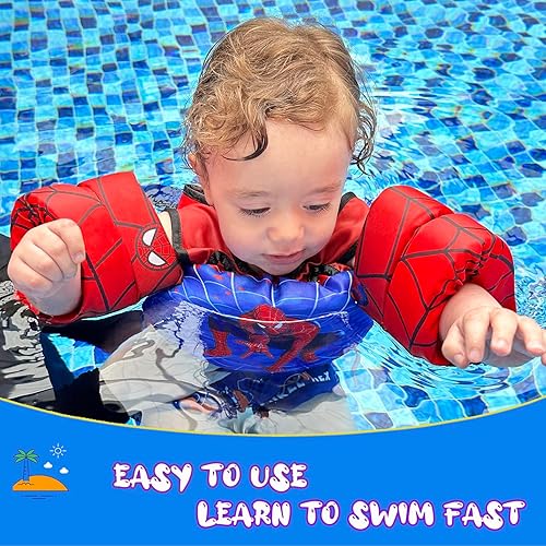 Miniatura 6 de Flotadores de natación para niños de 22 a 66 libras para niños y niñas, chaleco flotador de natación para bebé para piscina con arnés de hombro,