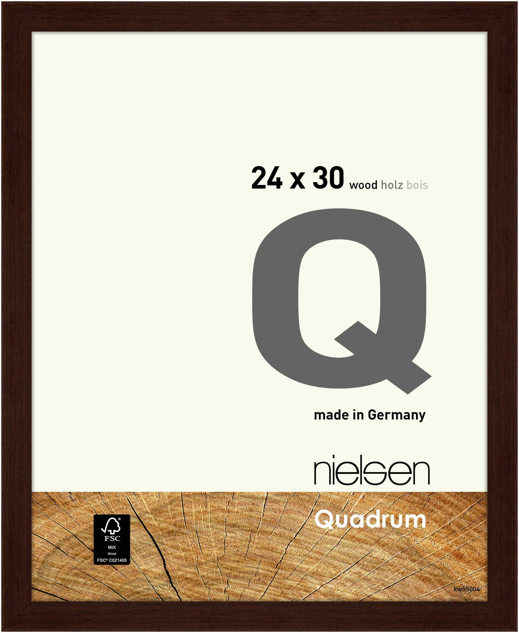 Nielsen Wenge Quadrum Wooden Picture Frame - 24X30cm - With Float Glass And Easy Push-Turn Clips - For Photos And Art