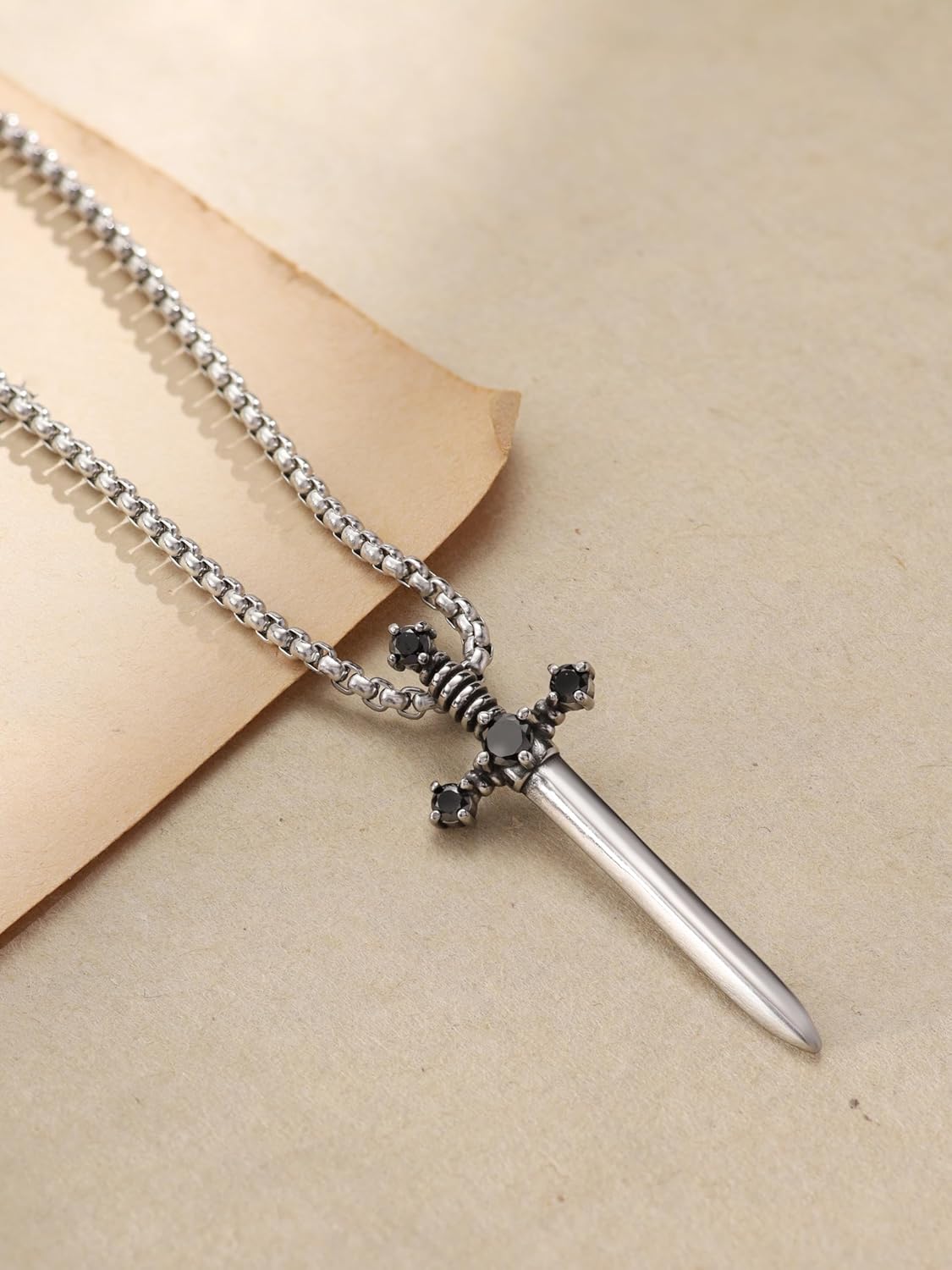 Sacina Gothic Silver-tone Sword Necklace, Gothic Punk Grunge Emo Necklace, Goth Jewelry, Halloween Christmas Jewelry Gift For Women - Image 6