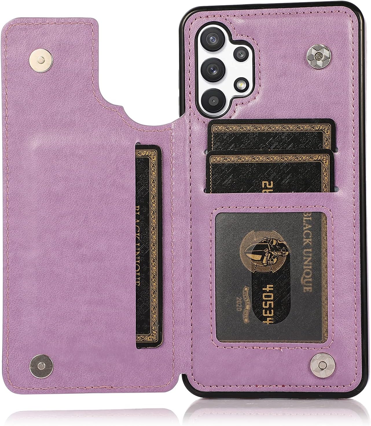 Phone Case for Samsung Galaxy A32 5G 6.5 inch with Tempered Glass Screen Protector Card Holder Wallet Cover Stand Flip Leather Cell Accessories Glaxay A 32 32A S32 G5 A326U Cases Women Girl Purple