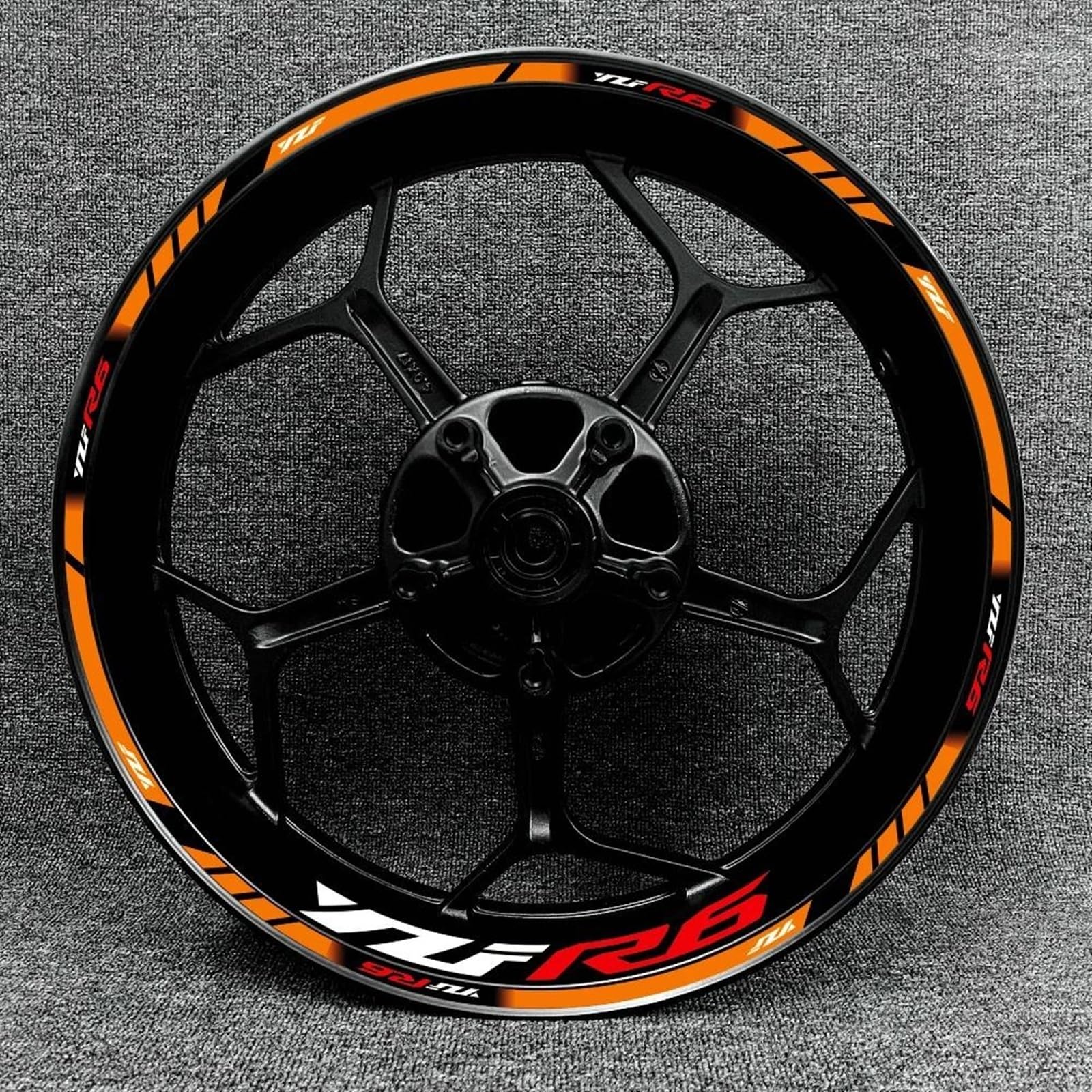 Motorcycle Reflective Wheel Rim Stripe Sticker Front Rear Full Set Decal for Yamaha YZF-R6 Decorative(Color16)