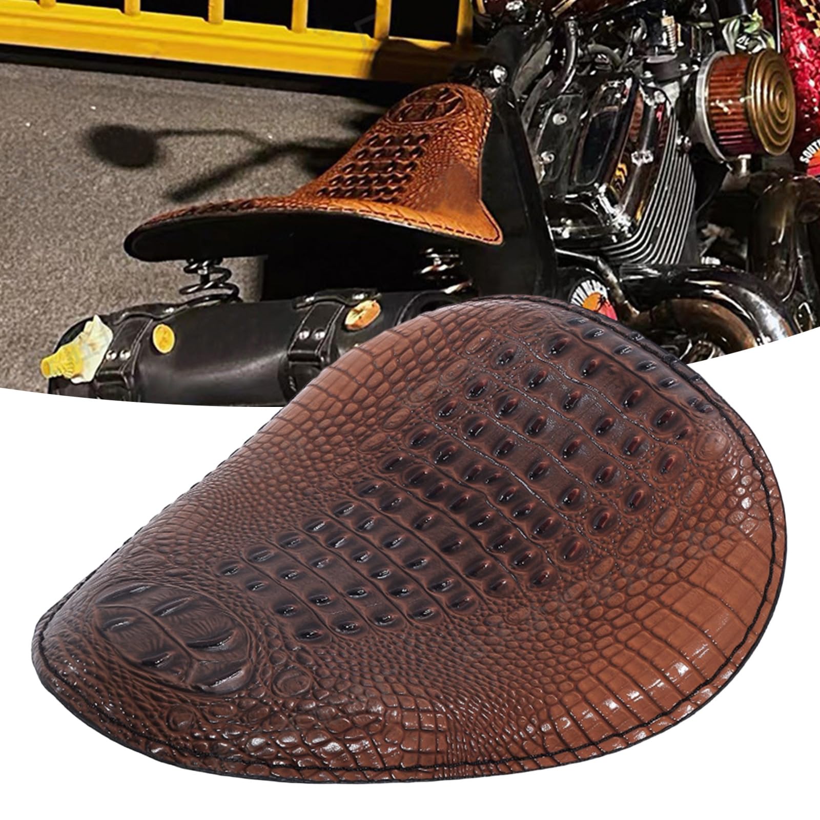Klasyczna specjalna tekstura, sprężynowe trójkątne poduszki do siedzenia z mocnym komponentem PU 31 cm do motocykli, użytkowania rowerów, skóra PU, podkładka motocyklowa