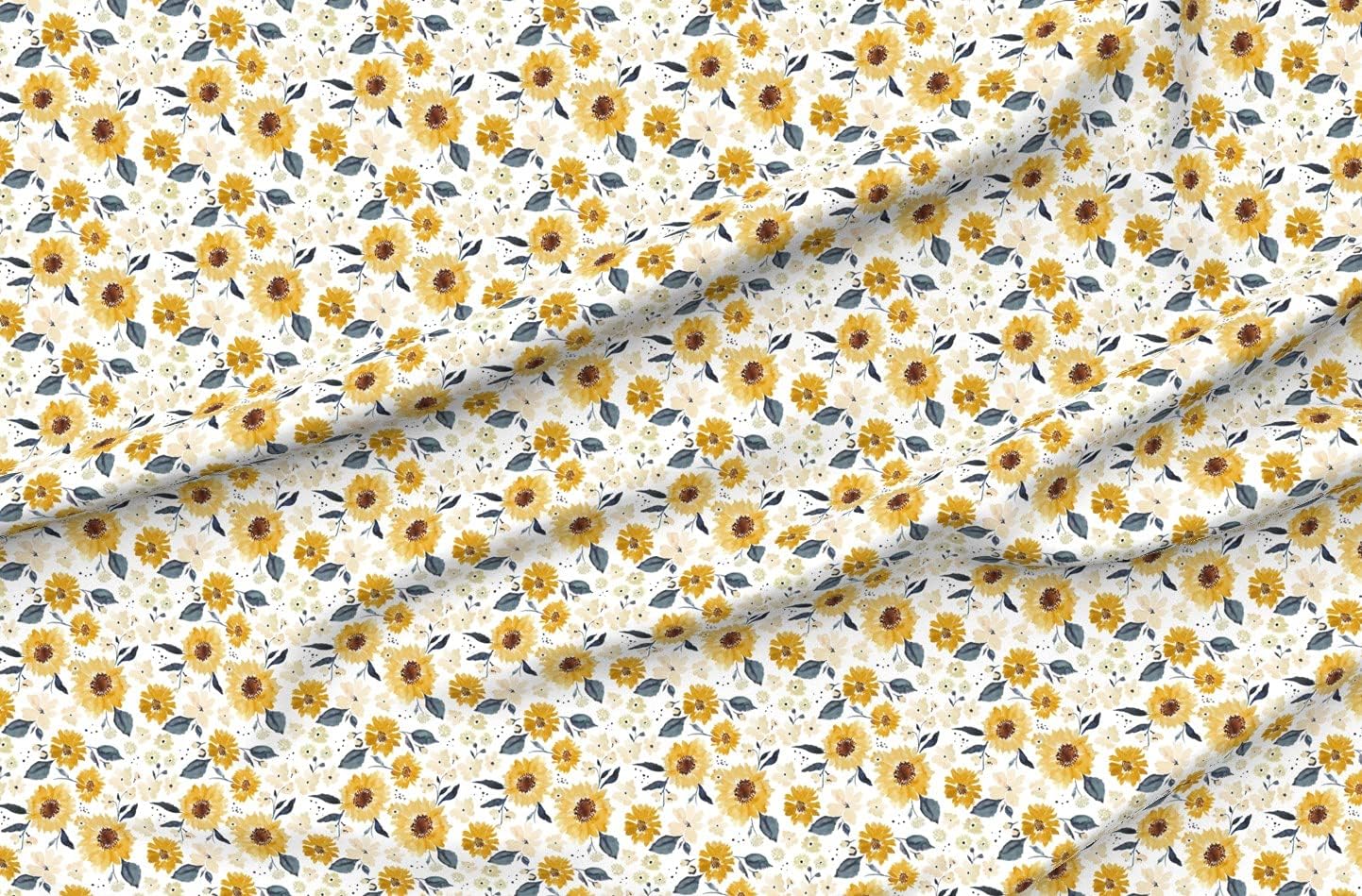 Spoonflower Fabric Summer Sunflower Autumn Mustard Gold Fall