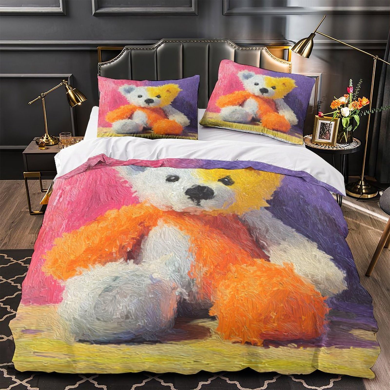Housse de couette araignée anti-allergie et super douce, parure lit tarentule 3D pour grand lit
