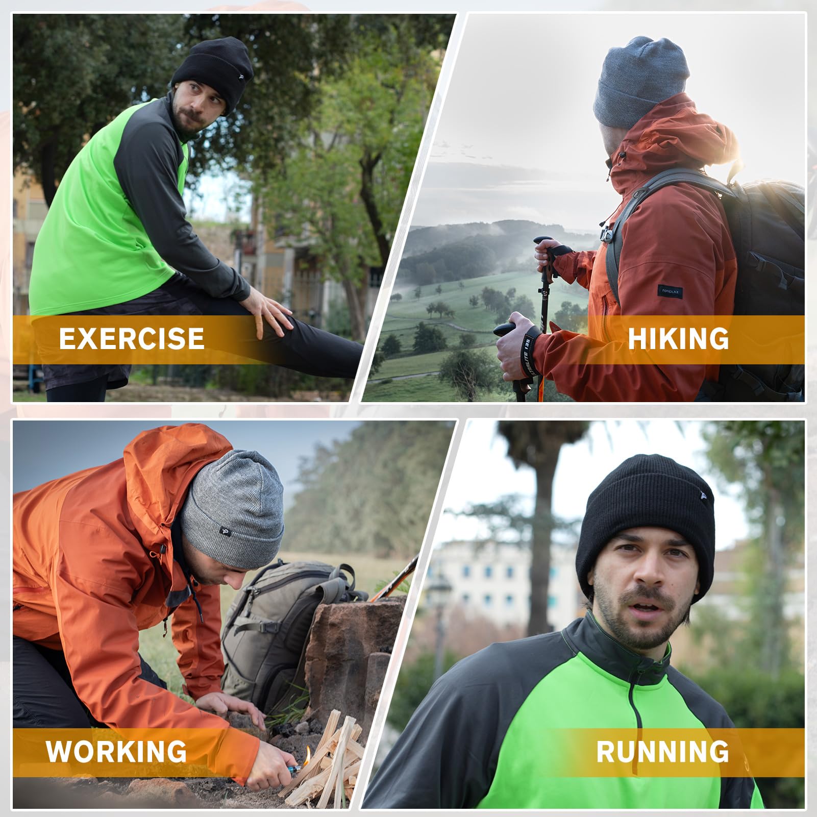 TOP-EX Windstopper wasserdichte Wintermütze Herren & Damen, Warme Fleece-gefütterte Strickmütze Beanie, Atmungsaktive Outdoor Lauf- & Skimütze, Winddichter Regenschutz, Herrenmütze