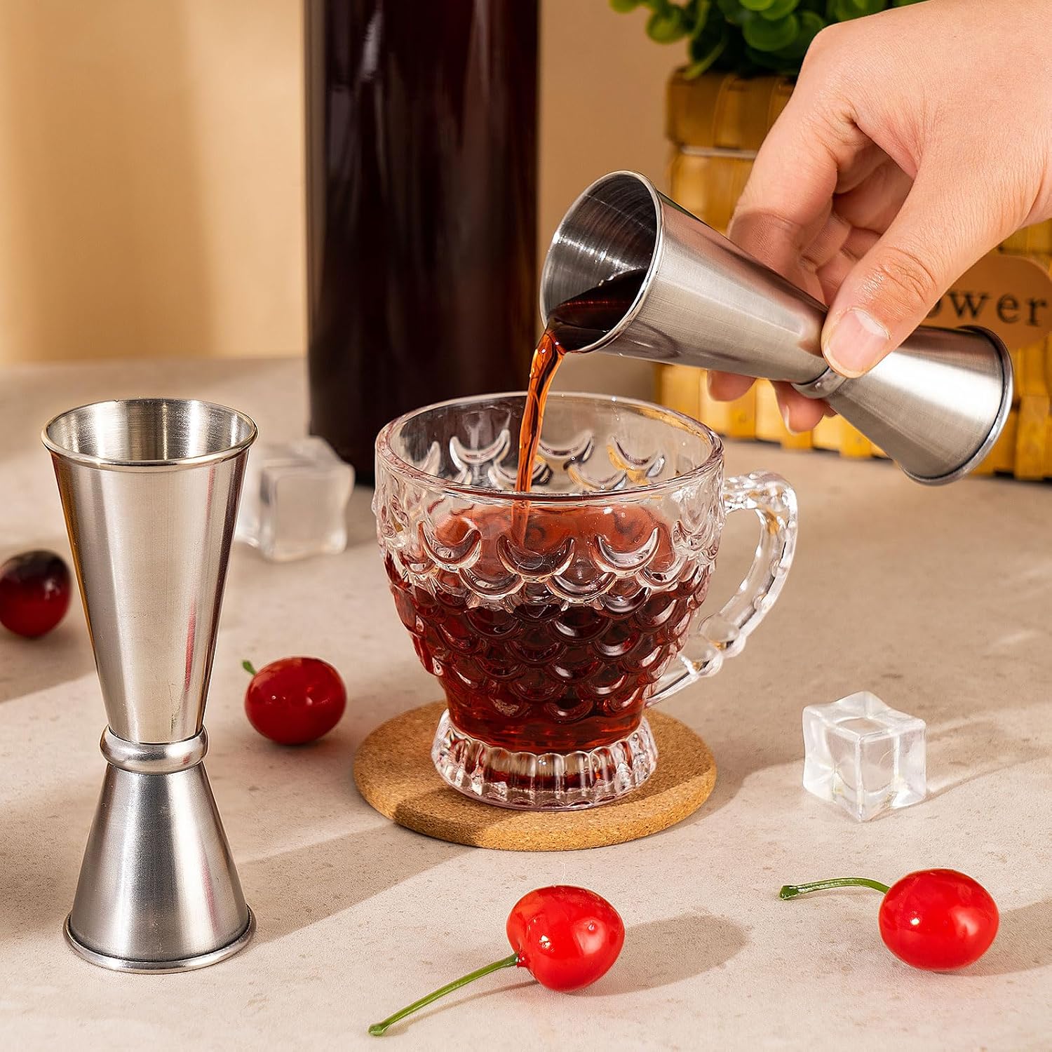 8 Pcs Jigger for Bartending 2 oz 1 oz, Cocktail Measuring Cup Bar Jiggers