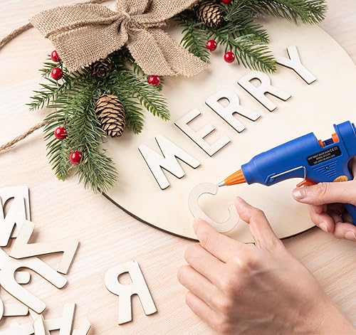 Miniatura 5 de ilauke Letras de madera de 2 pulgadas, 170 letras del alfabeto de madera para manualidades, letras de madera sin terminar para pintar, tablero de