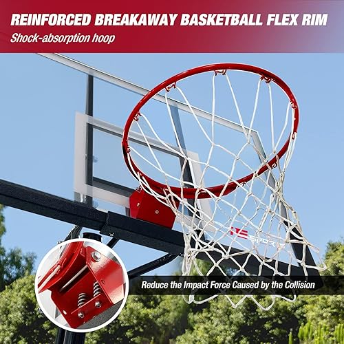 Miniatura 2 de IE SPORTS Sistema de aro de baloncesto portátil, altura ajustable de 7 a 10 pies para adolescentes y adultos, aro de baloncesto al aire libre de 54