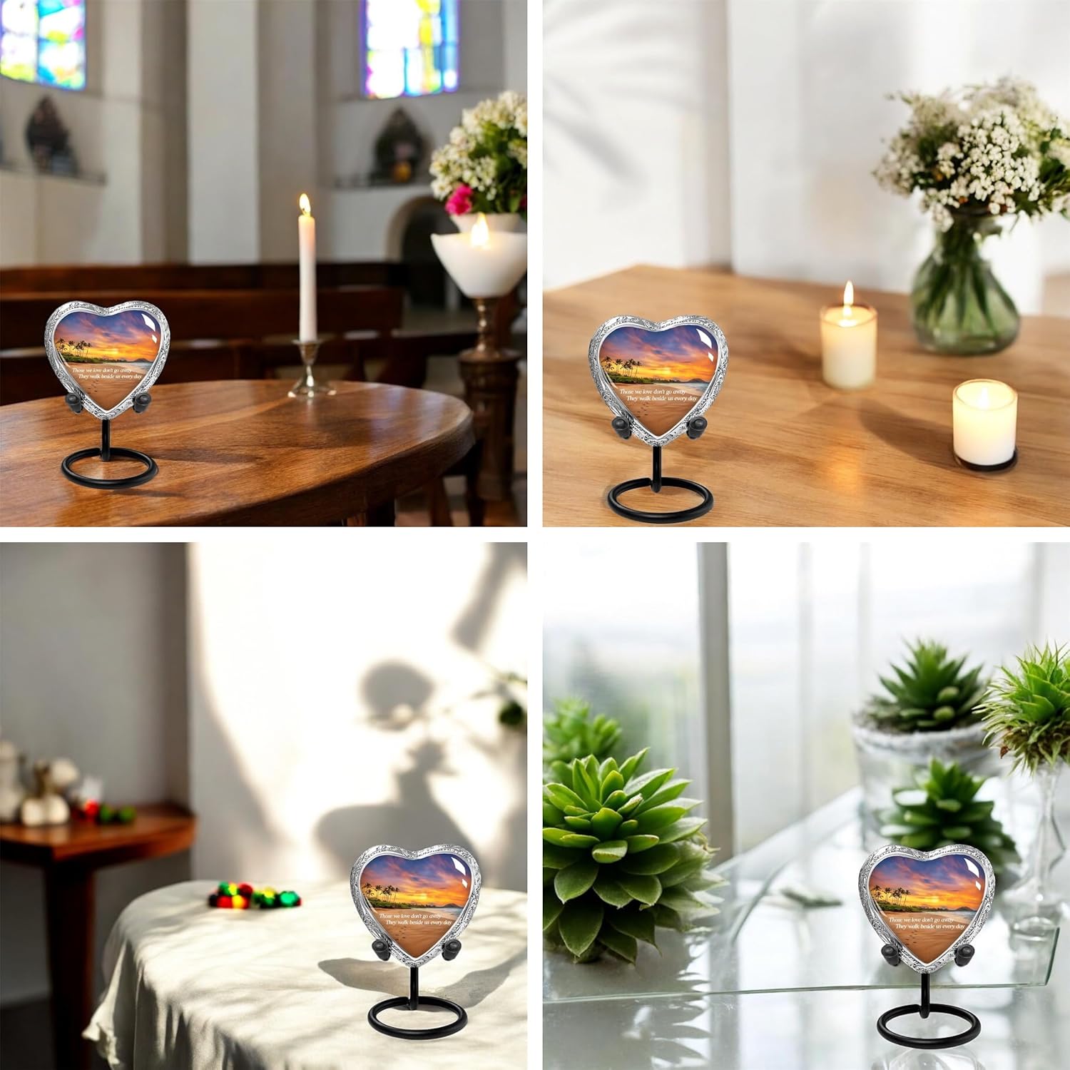 Heart Shaped Keepsake Cremation Urns for Human Ashes - Footprints int The Sand Small Keepsake Urn for Men Women Children Pets - Burial Urns - Image 4