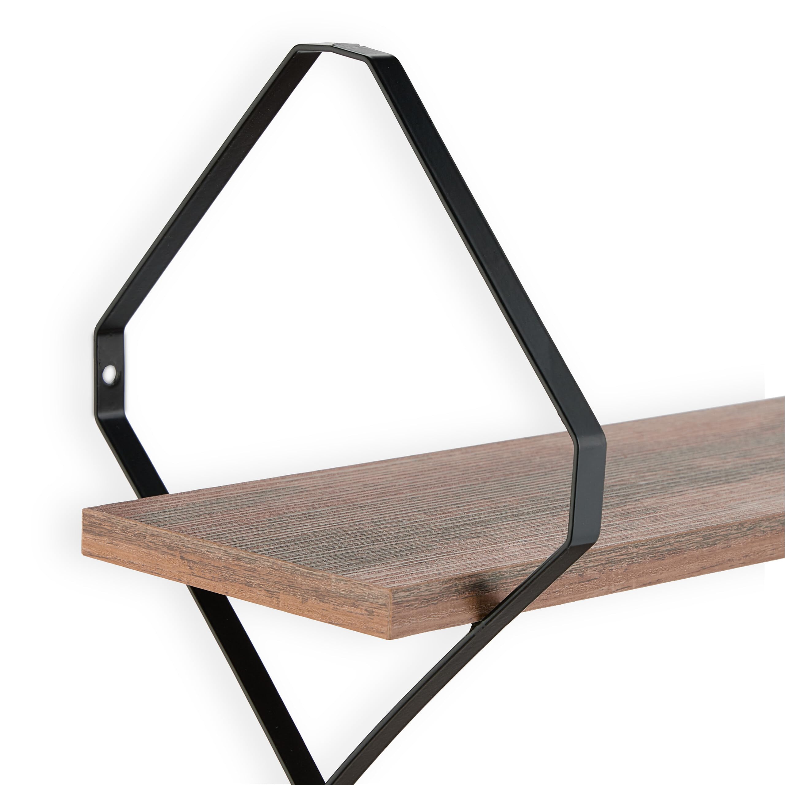 Relaxdays Estantería Pared, 3 Estantes, 60x60x18,5cm, Balda Colgante Pasillo, Diseño Industrial, MDF/Metal, Marrón/Negro